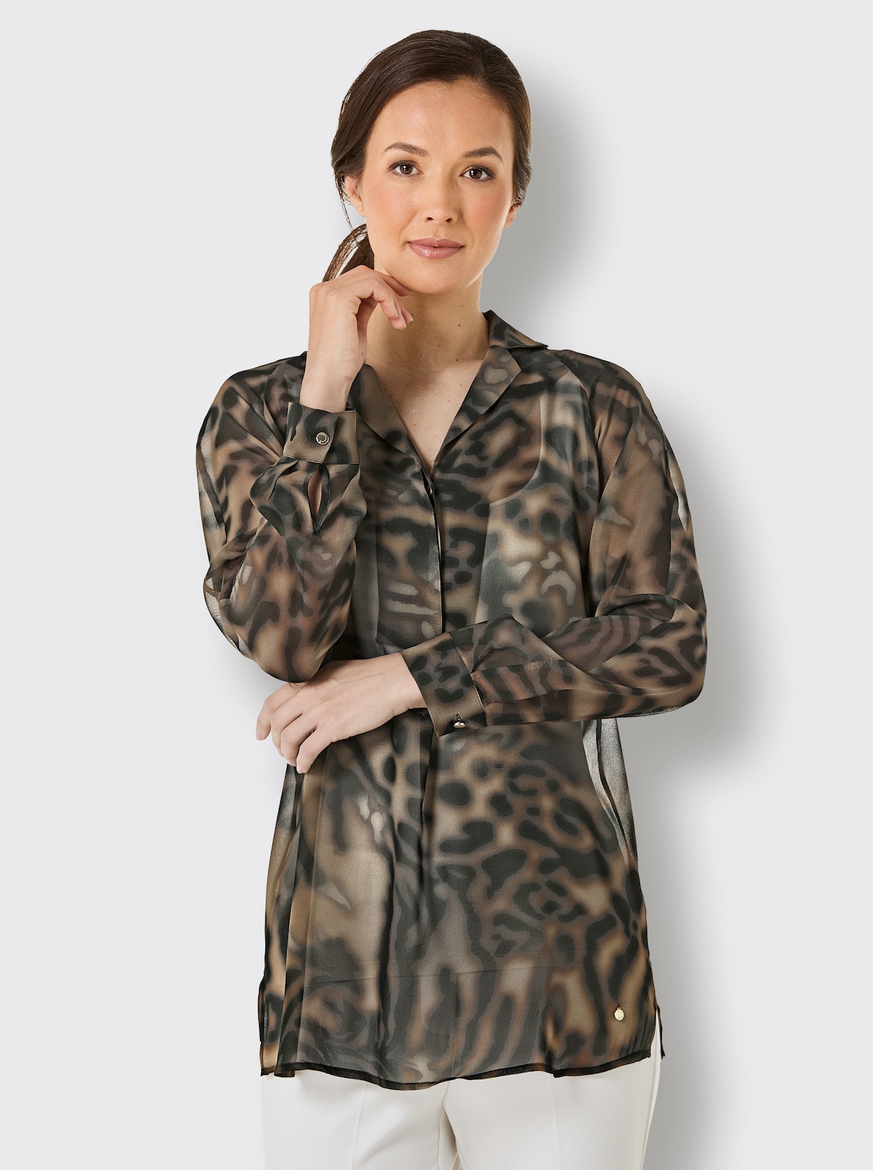 CREATION L PREMIUM Seidenbluse - schwarz-bedruckt