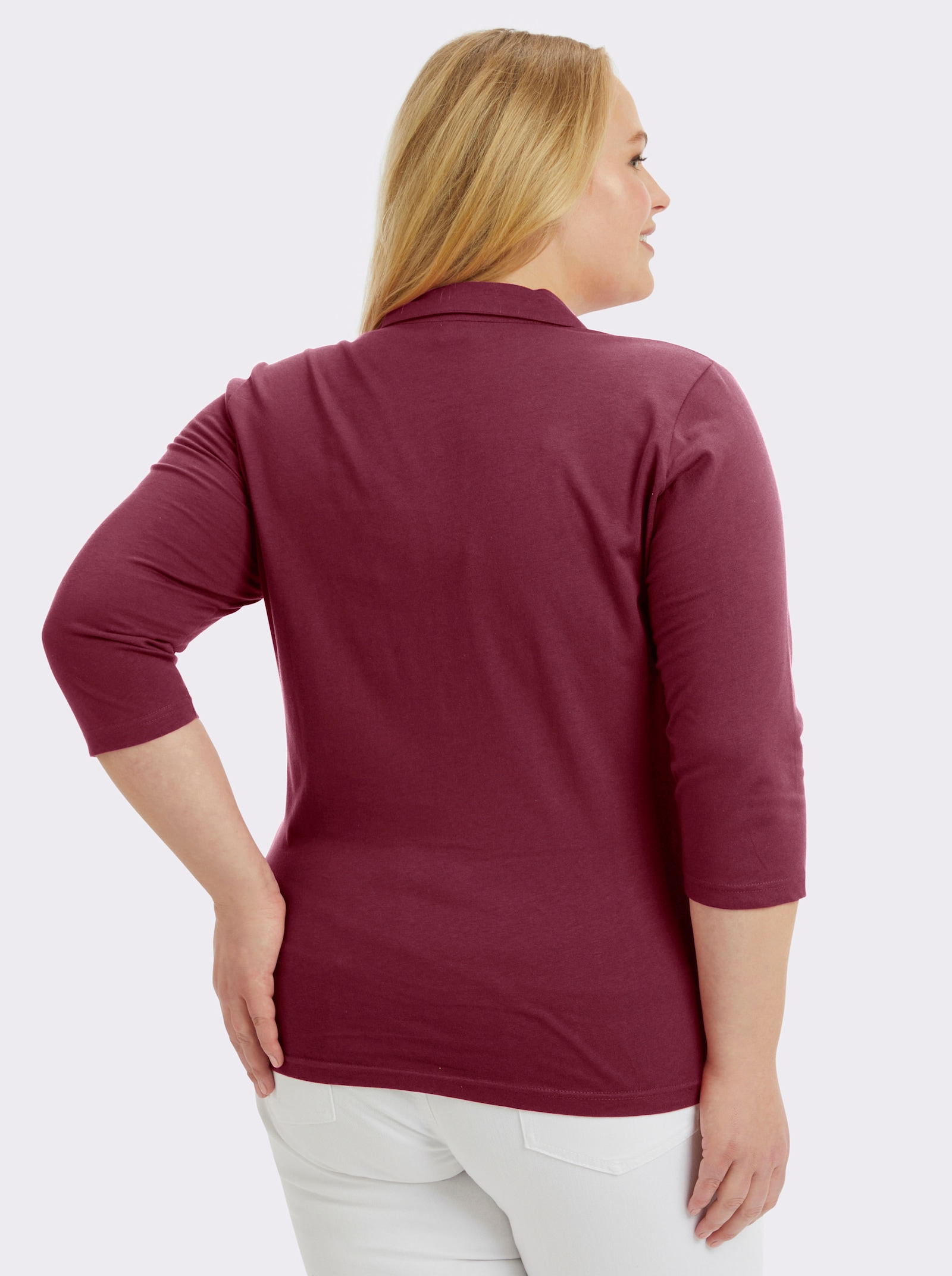 Poloshirt mit langer Knopfleiste - bordeaux