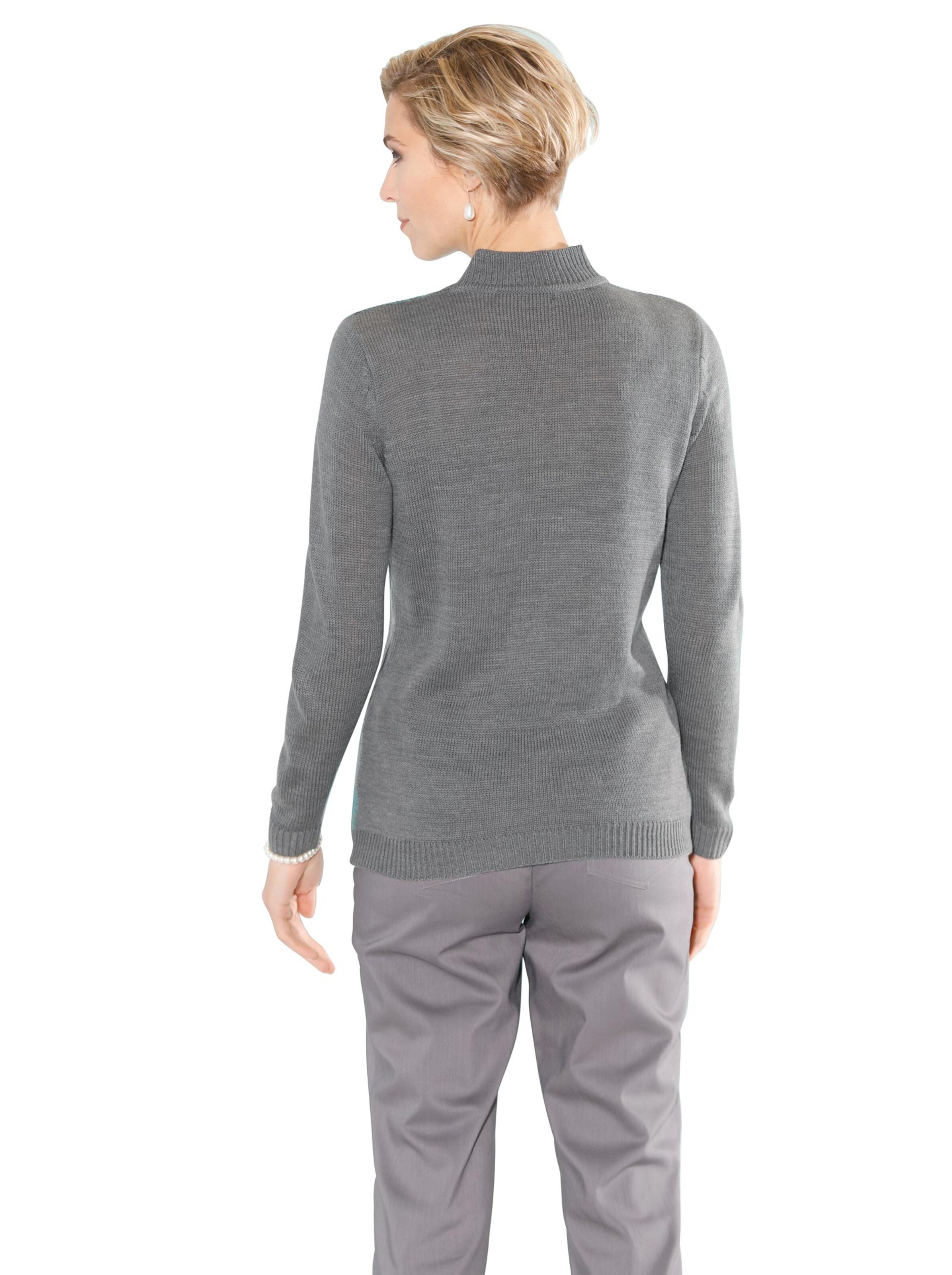 Pullover - grau-mint-gemustert