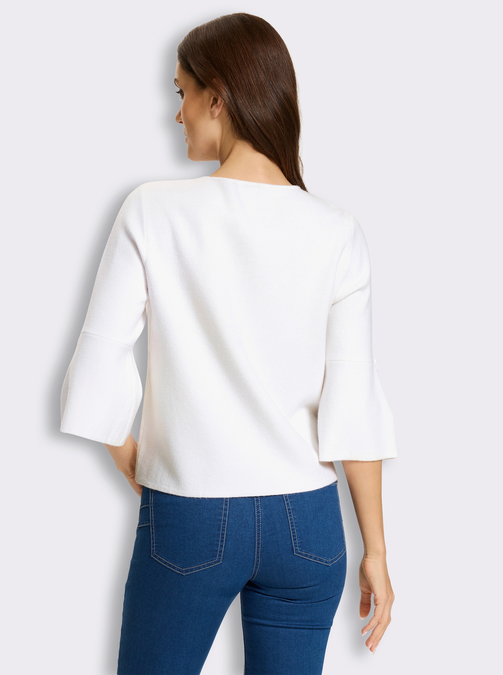 heine Strickjacke mit Trompeten-Ärmeln - ecru