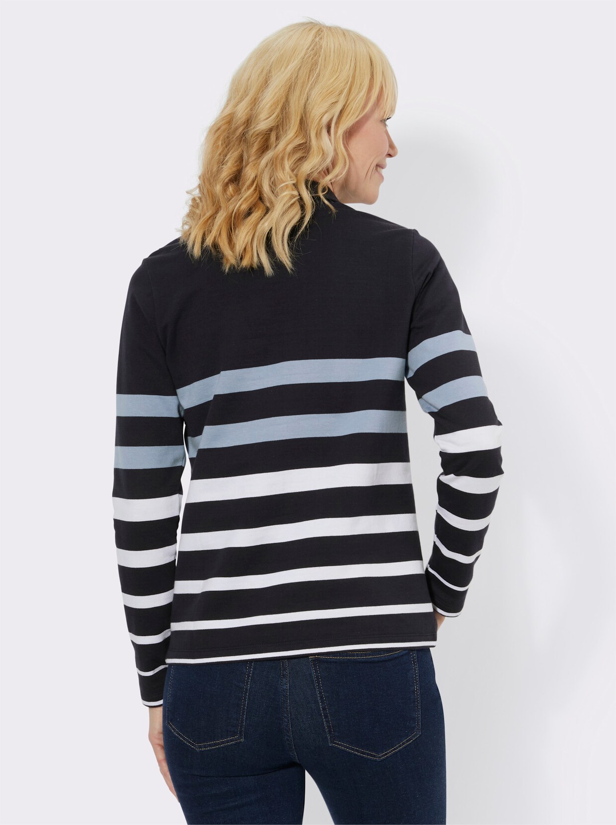 Sweatshirt - marine/wit gestreept