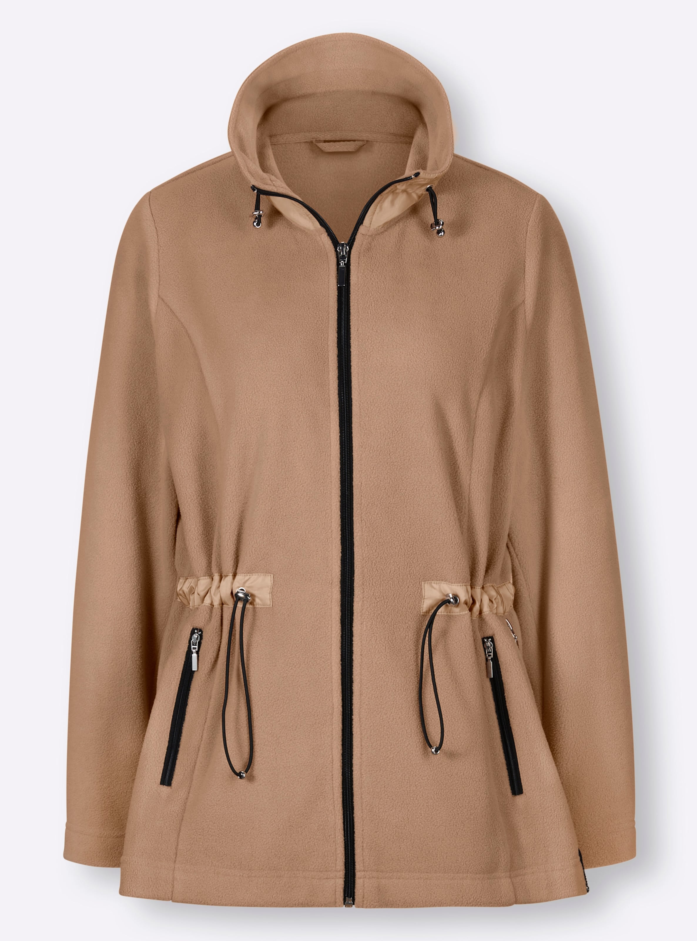Création L Damen Beige Fleecejacke Creation L, Gr. 52, Braun (Camel), 100% Polyester, Unifarben, Jacken Fleecejacke - Bild 3