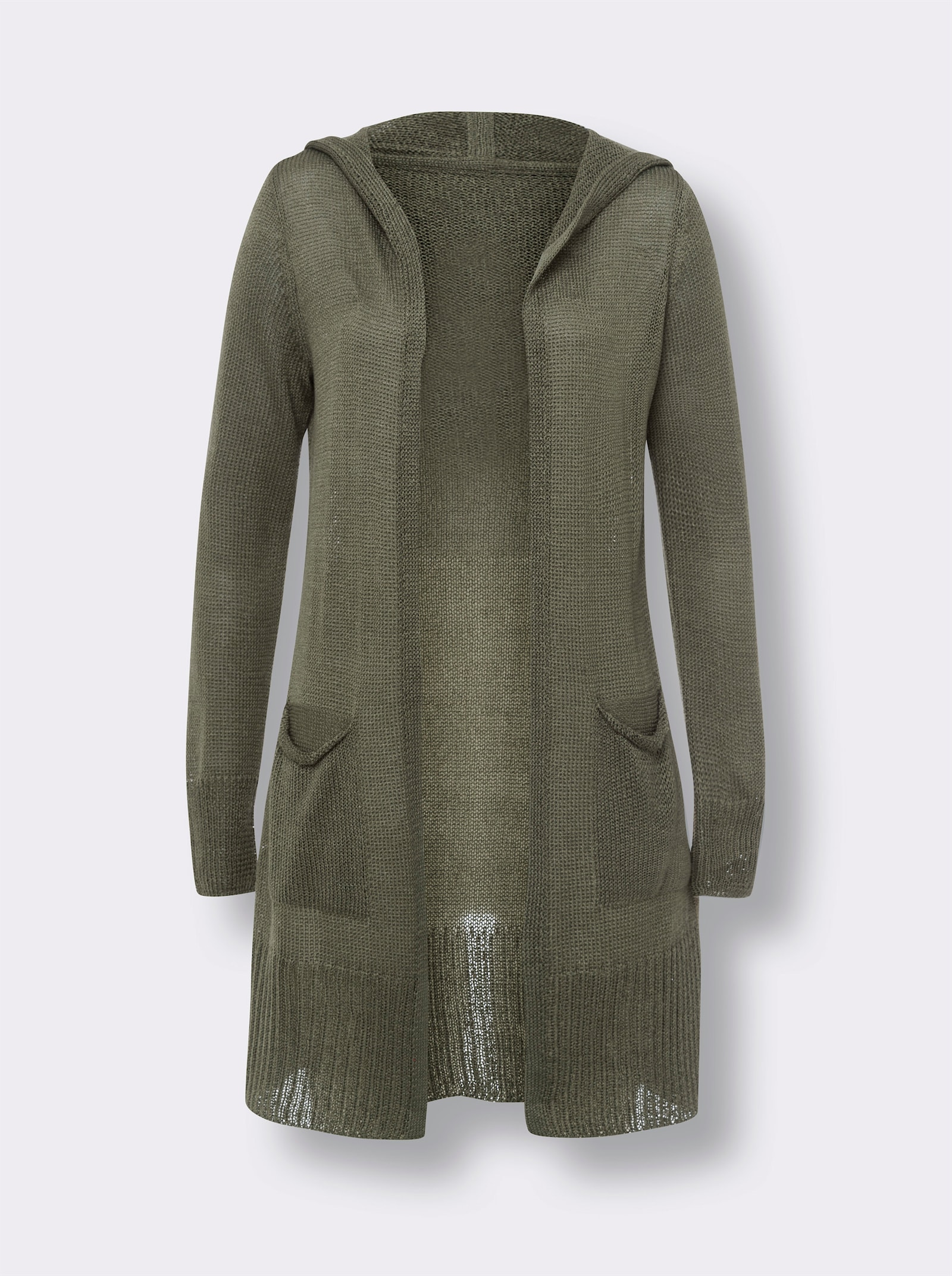 heine Kapuzenstrickjacke mit Glanzgarnen - khaki