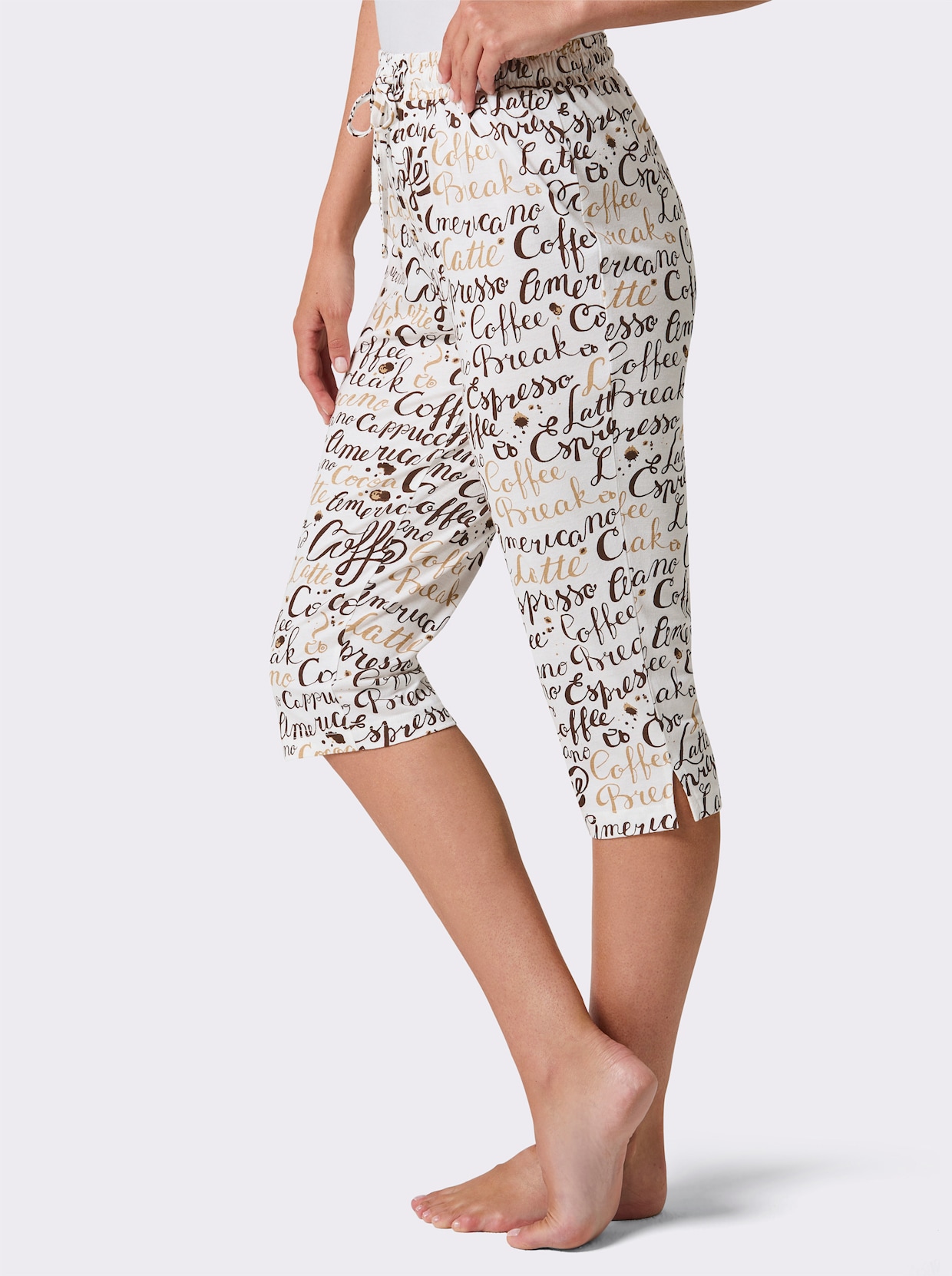 wäschepur Capri-Hose - ecru-schoko-bedruckt