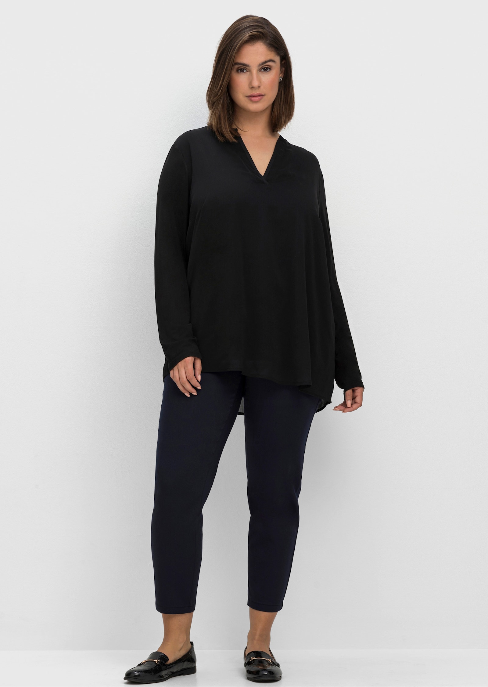 sheego 7/8-Hose mit Schlupfbund, schmale Form - nachtblau