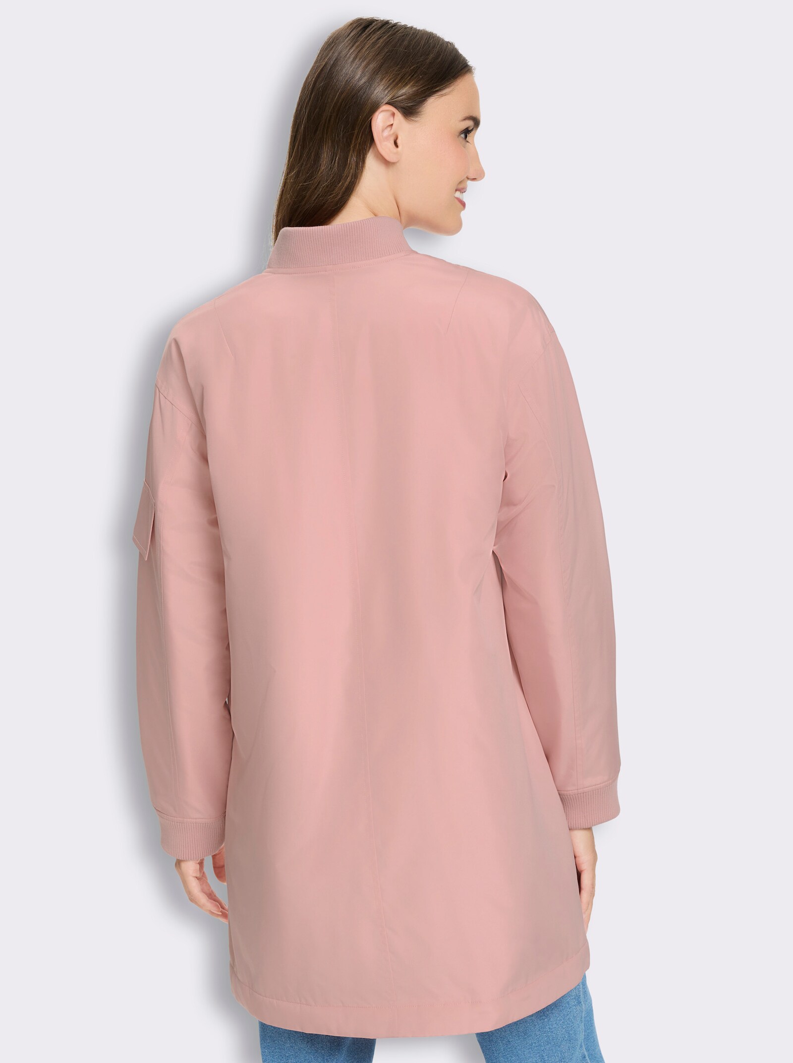 Longjacke mit Pattentaschen - rosenquarz