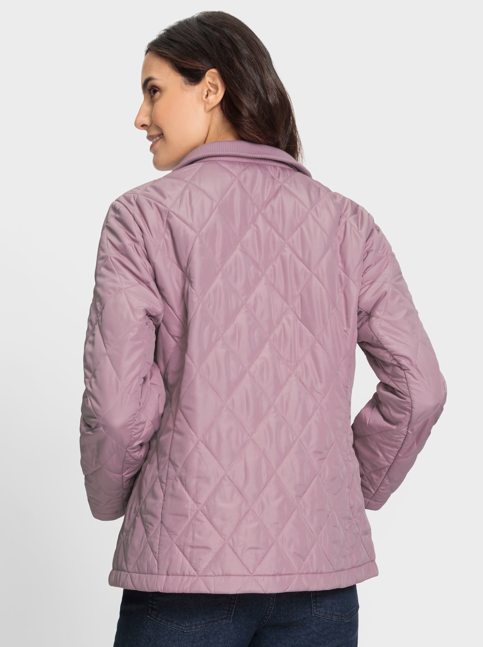 Steppjacke mit doppeltem Stehkragen - mauve