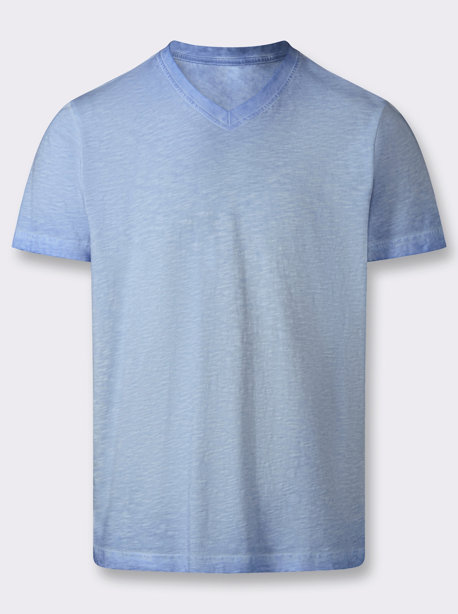 Kurzarmshirt aus reiner Baumwolle - himmelblau