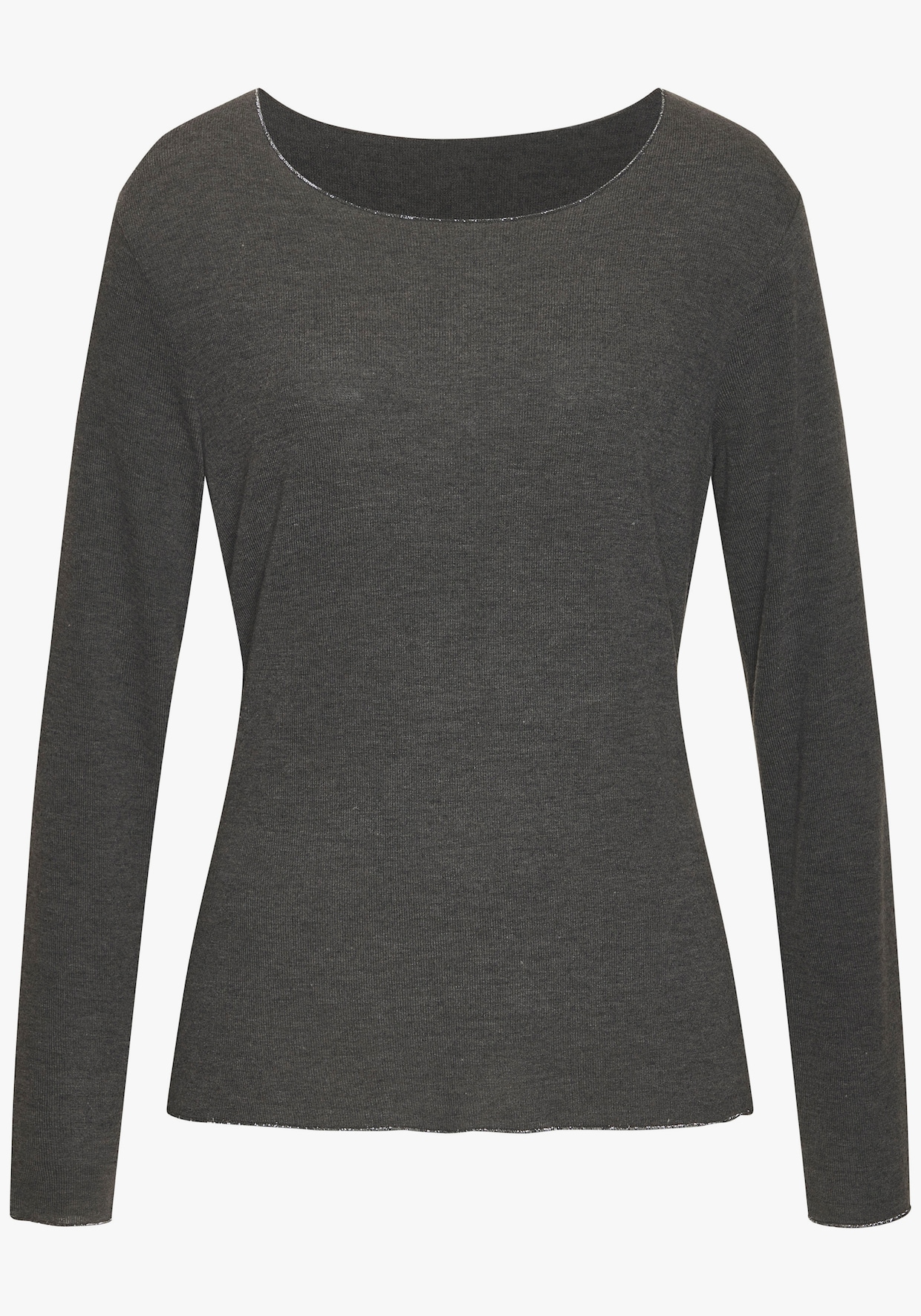 LASCANA Shirt met lange mouwen - antraciet gemêleerd