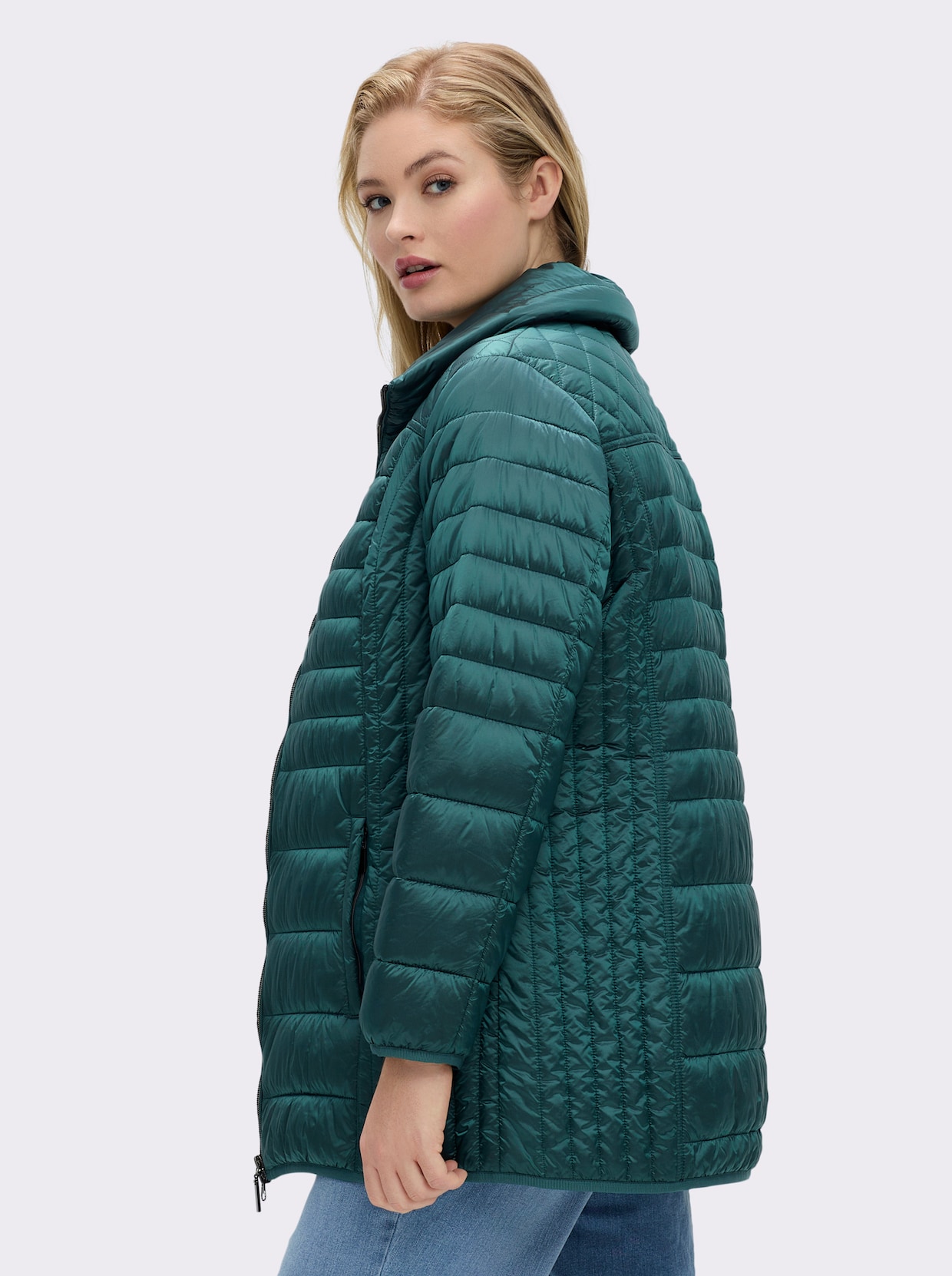 Steppjacke mit dezentem Glanz - petrol
