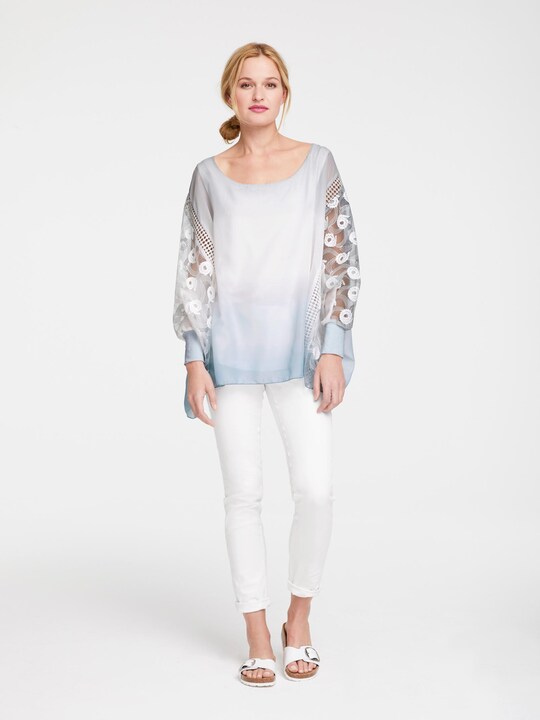 Ashley Brooke Tunika in graublau-weiß | heine