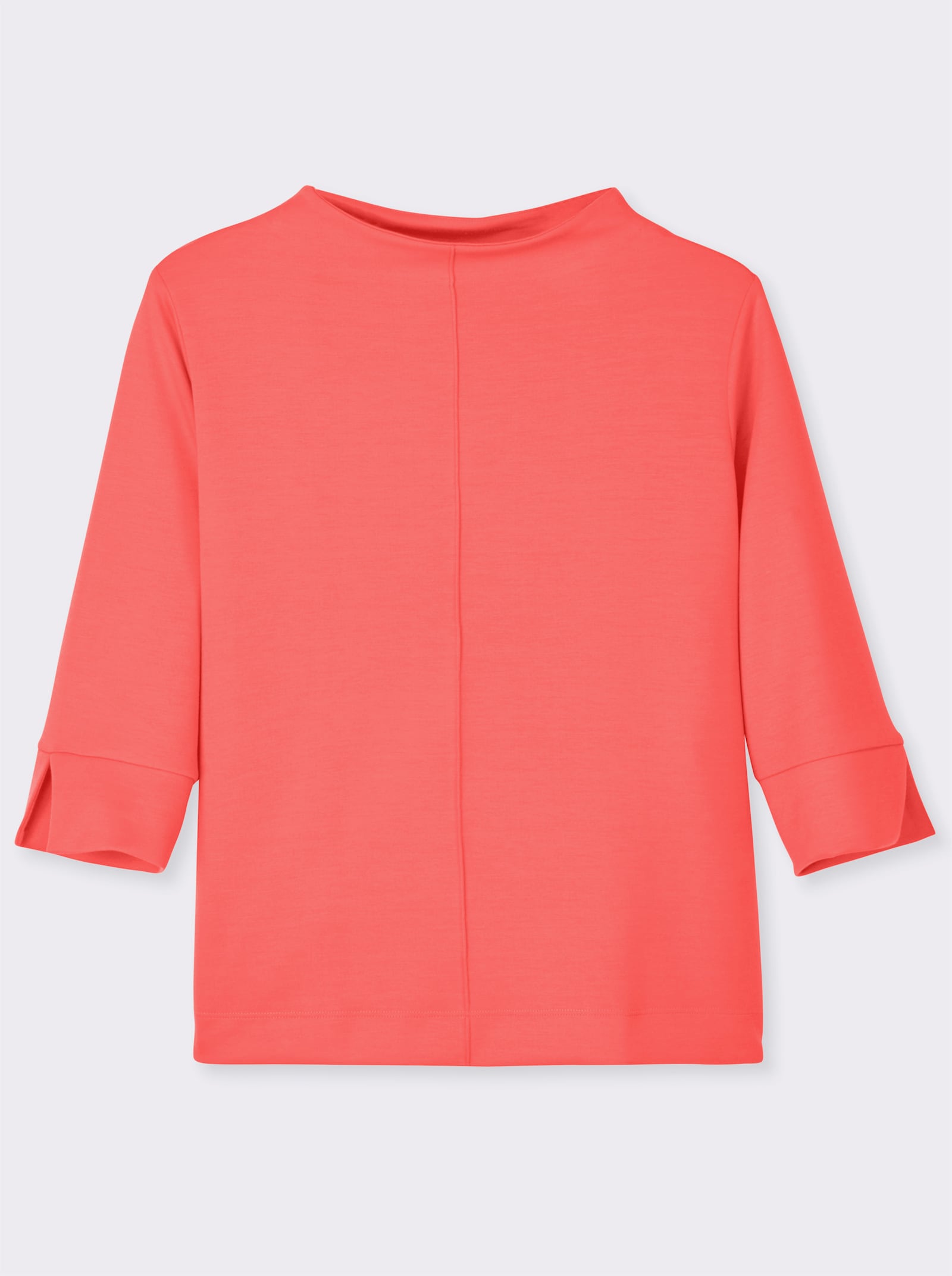 Stehkragenshirt mit 3/4-Ärmeln - koralle