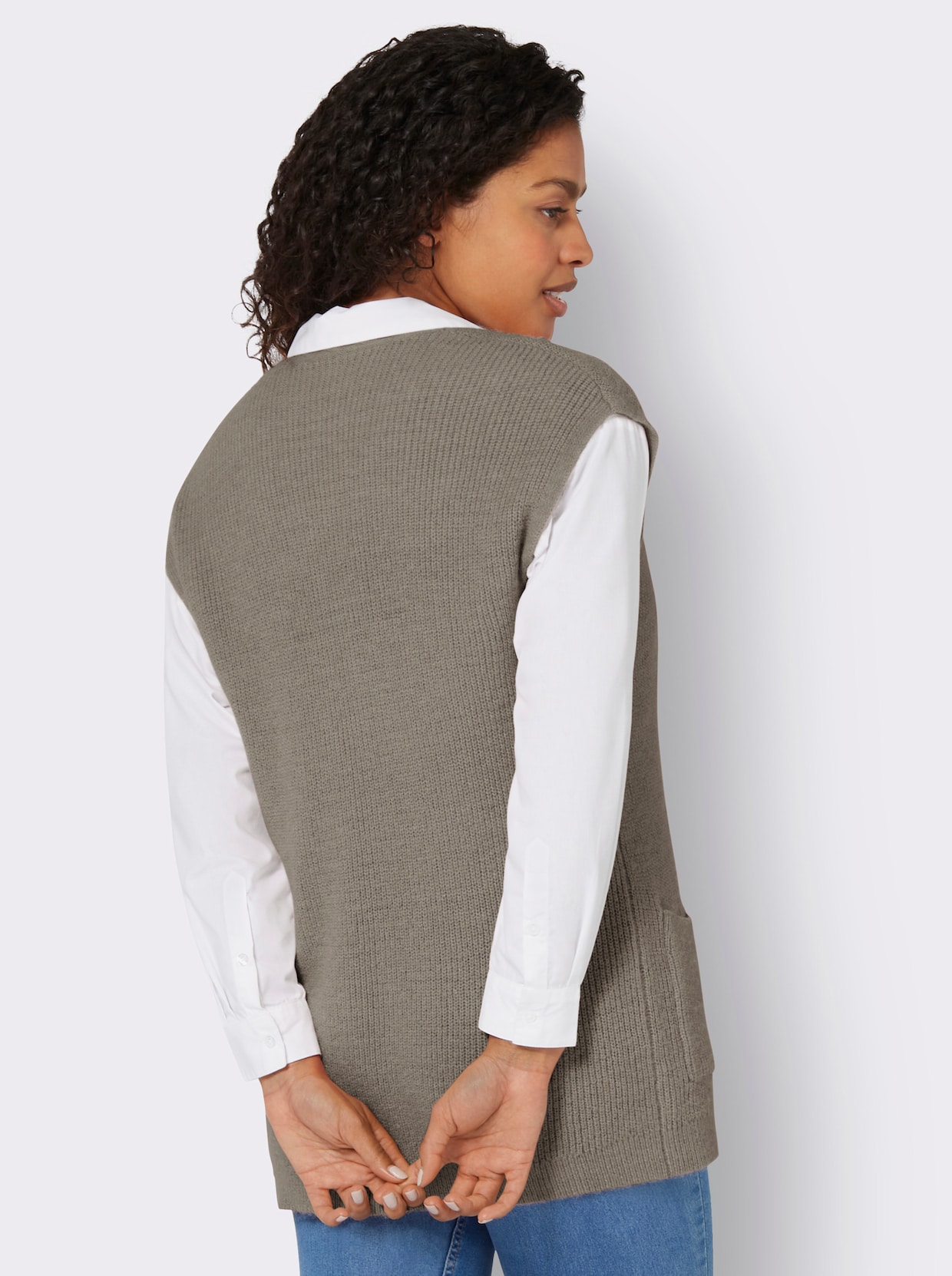 Gilet en tricot - taupe chiné