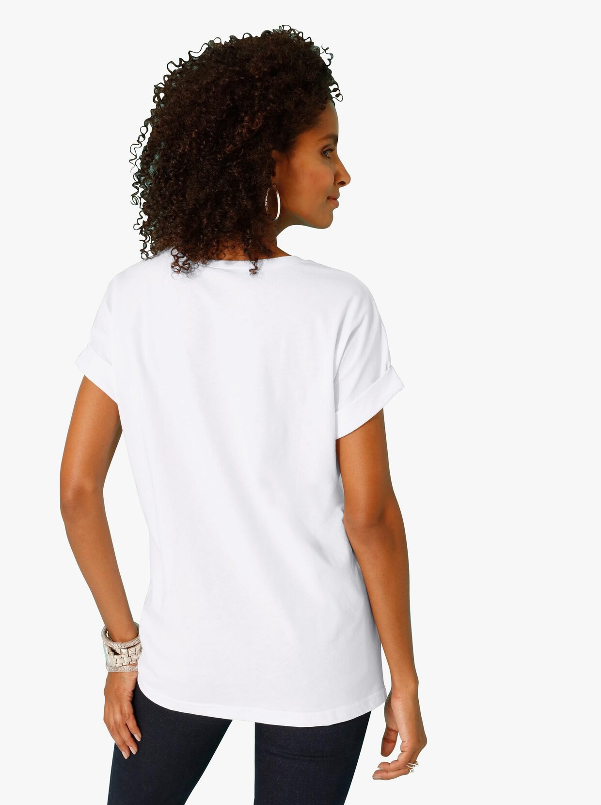 Tričko s krátkymi rukávmi - biela vzorovaná