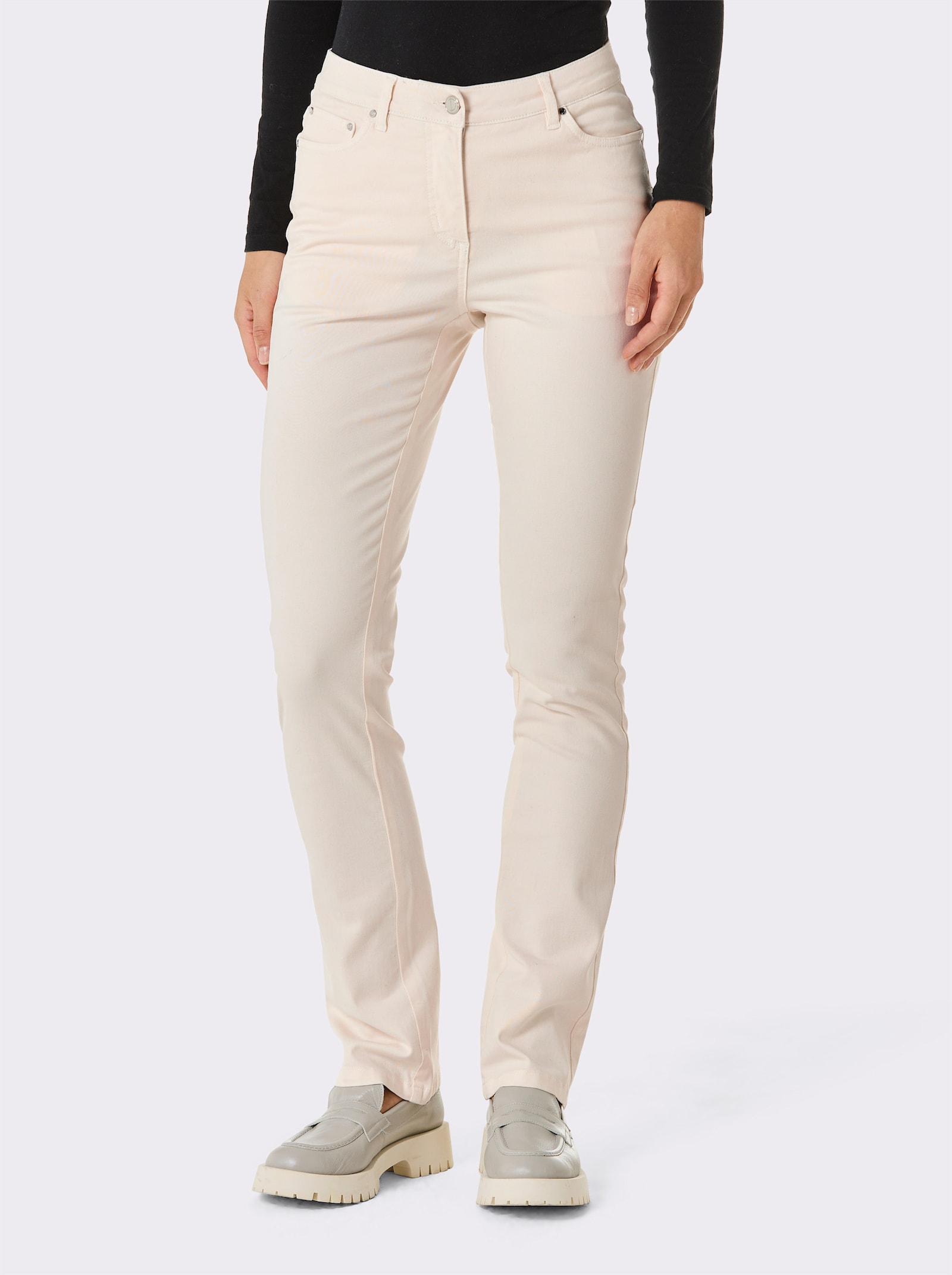 CREATION L PREMIUM 5-Pocket-Jeans mit Dehnbund - champagner