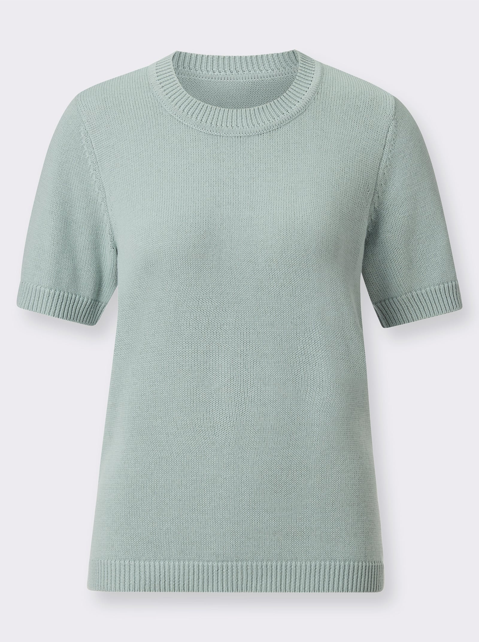 Kurzarmpullover mit Rippabschlüssen - kalkmint