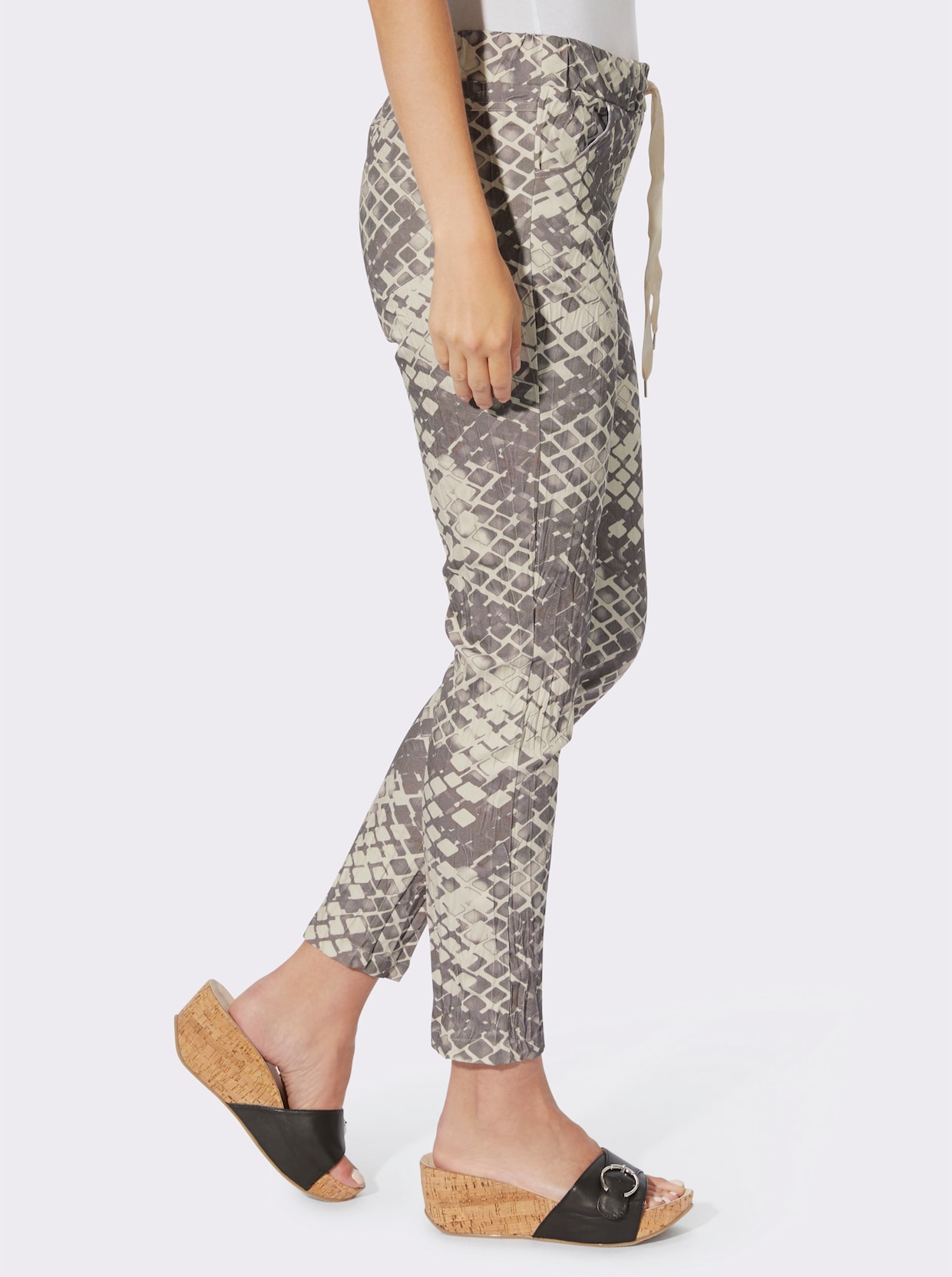 heine Broek met print - champagne/taupe bedrukt