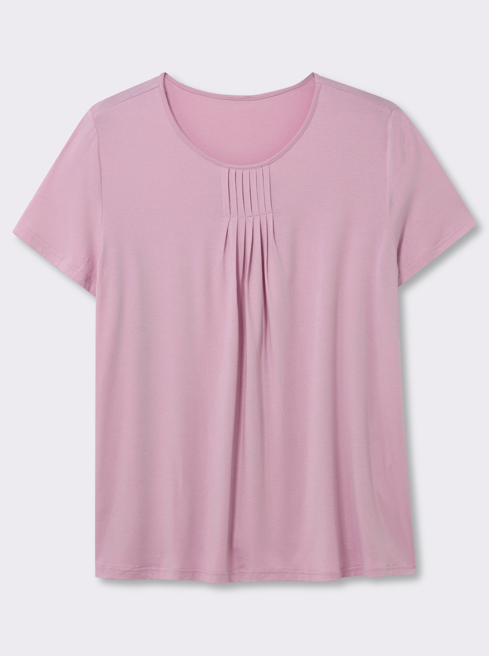  Rundhalsshirt in A-Form mit Falten - rosé