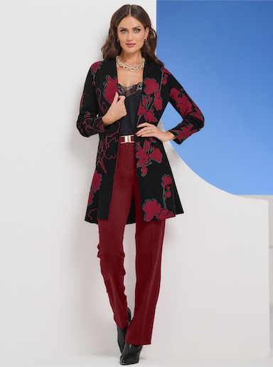 heine Veste en tricot - noir-cerise à motifs