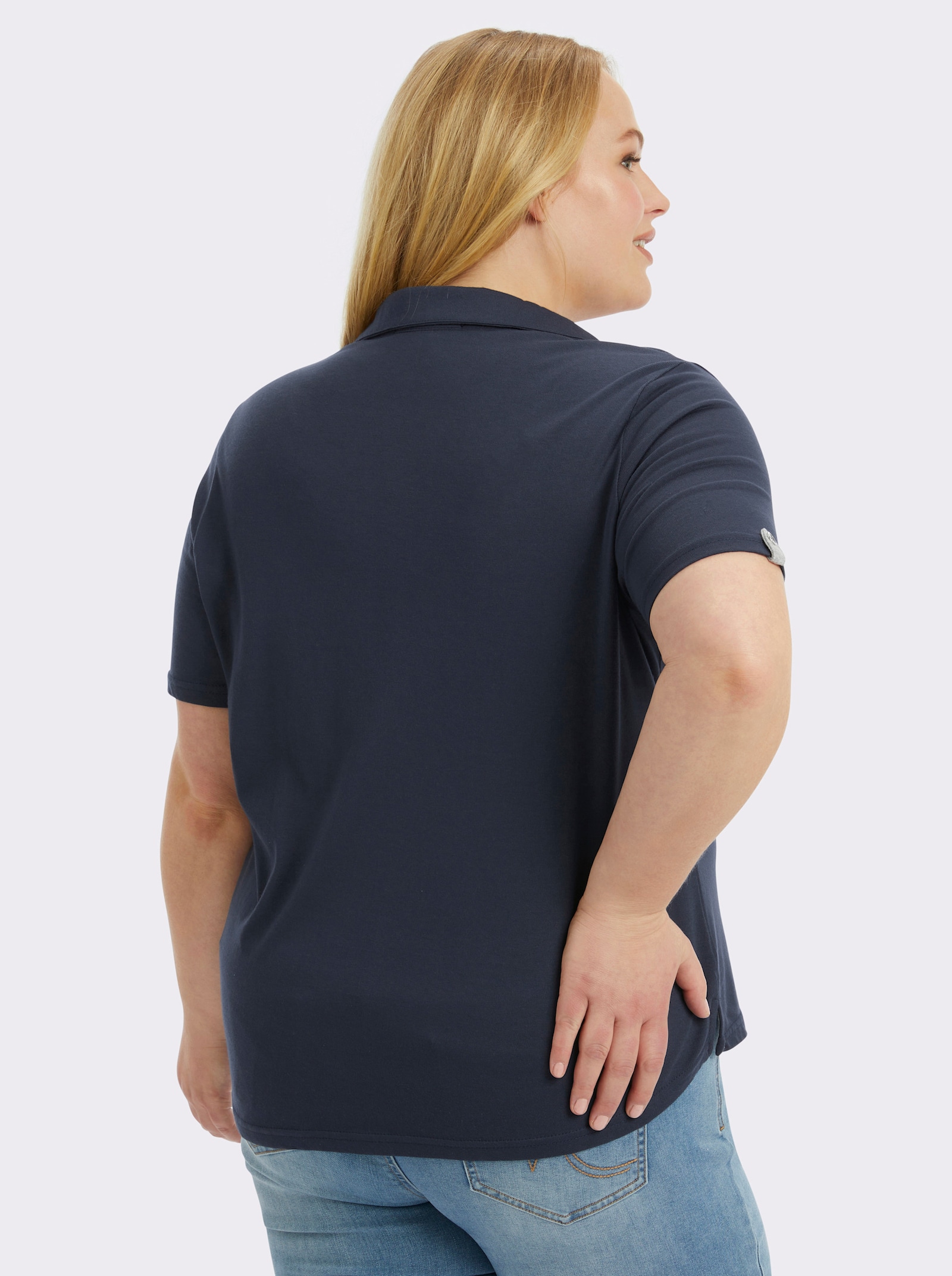 Poloshirt mit Zierriegel - marine