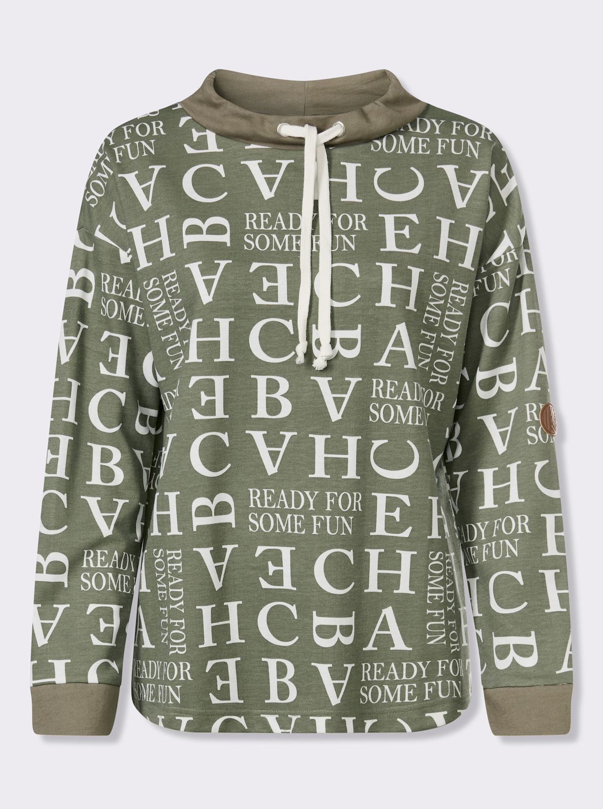 Sweatshirt mit Buchstaben-Druck - khaki-ecru-bedruckt