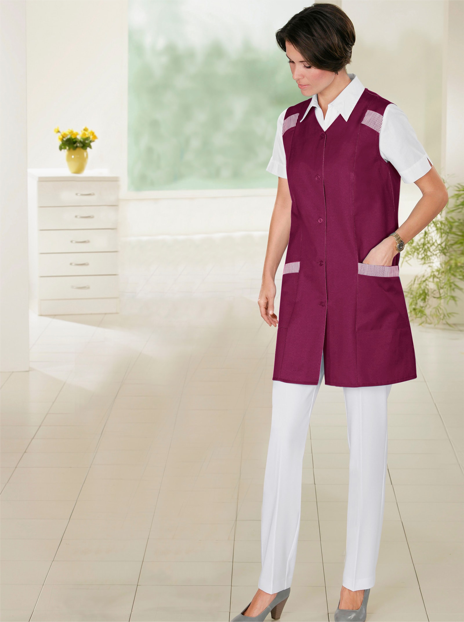 Kasack mit aufgesetzten Taschen - bordeaux