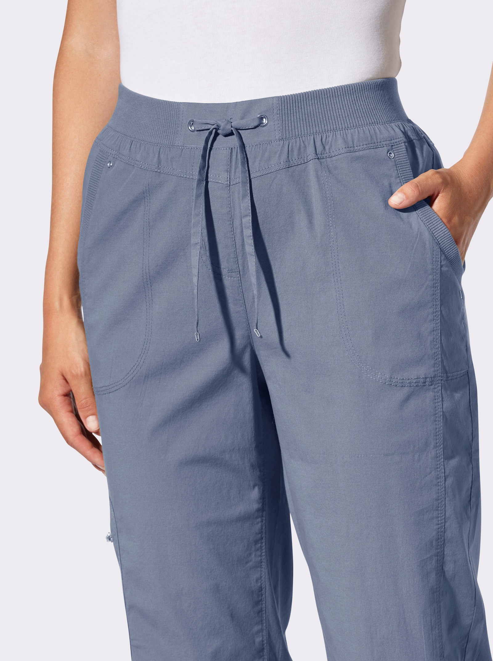 Schlupfhose mit funktionalen Taschen - taubenblau