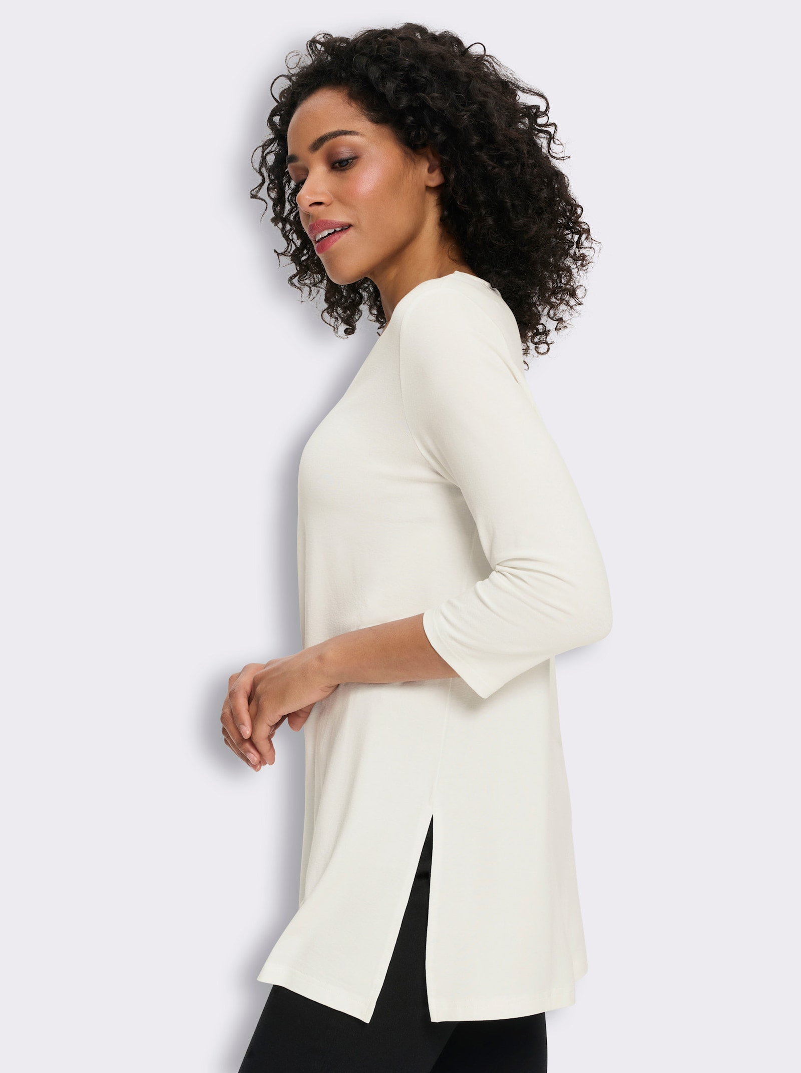 Longshirt aus reiner Viskose - ecru