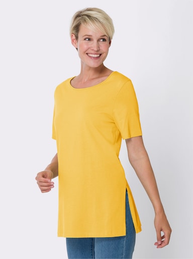 Longshirt mit hohen Seitenschlitzen - gelb