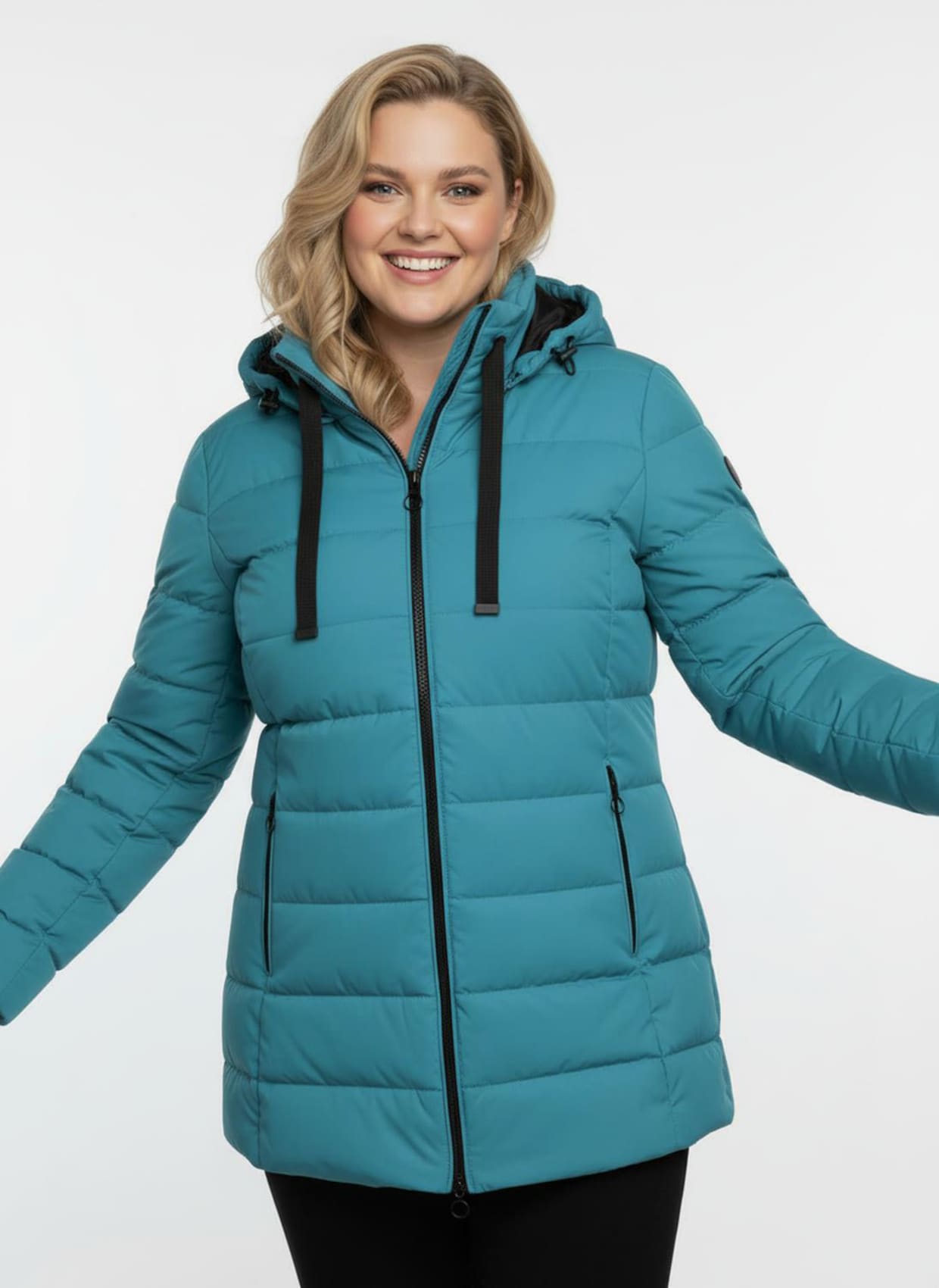 Steppjacke mit elastischer Kontrast-Paspelierung - aquapetrol