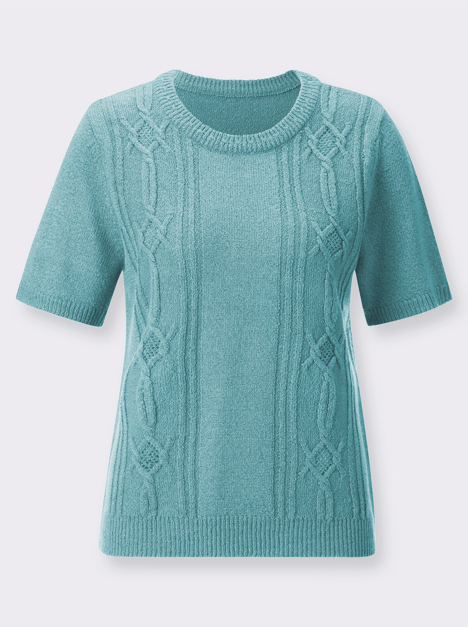 Rundhalspullover mit Bouclé-Qualität - aquamarin