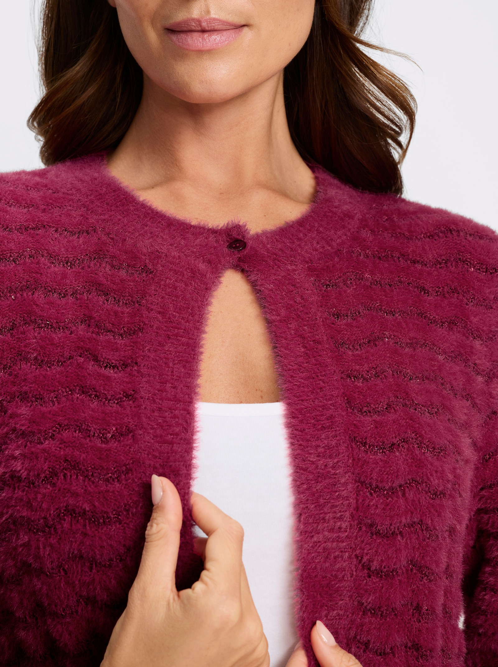 heine Strickjacke mit eingearbeiteten Pailletten - bordeaux