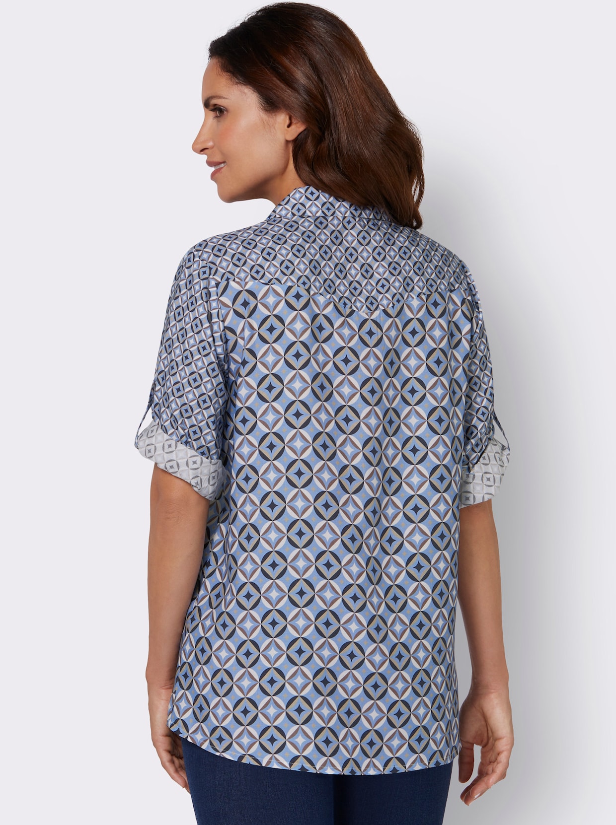 Blouse met print - hemelsblauw/marine bedrukt