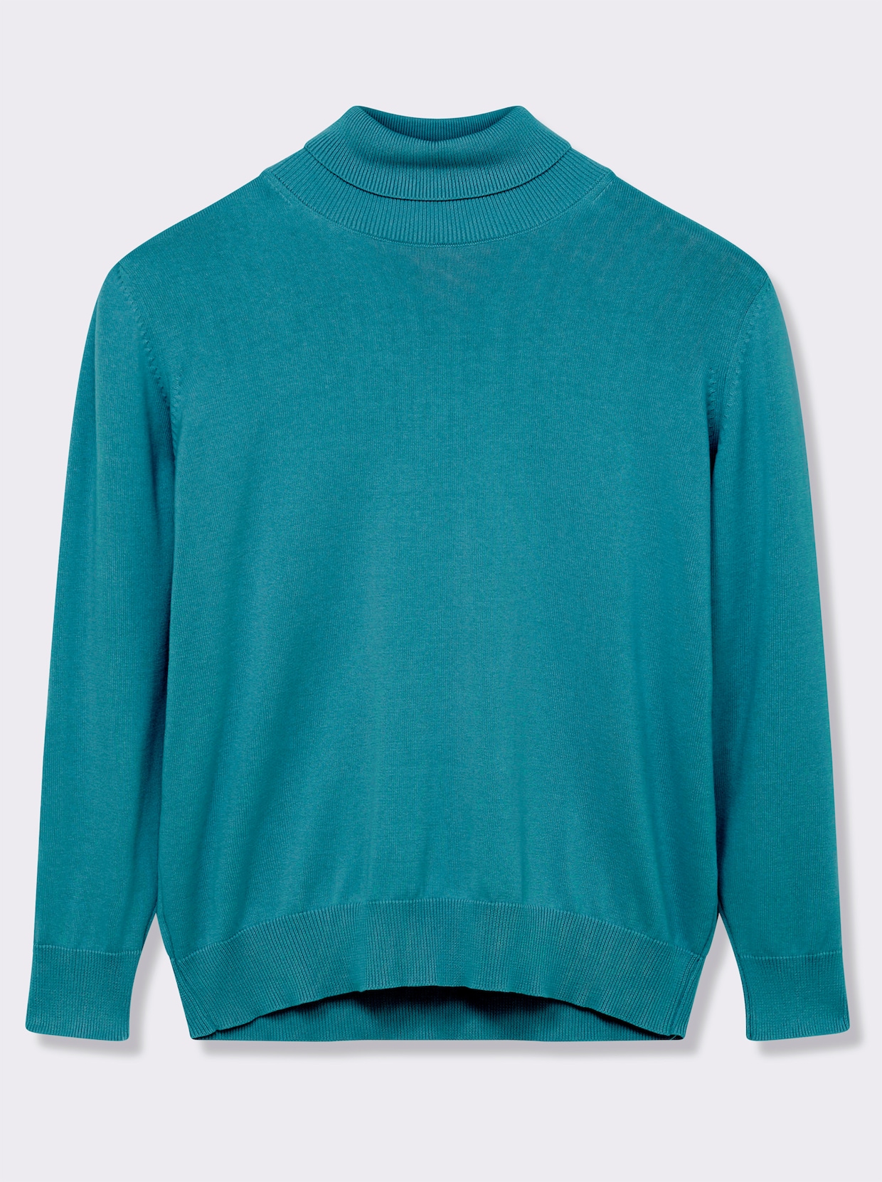 Rollkragenpullover aus reiner Baumwolle - petrol