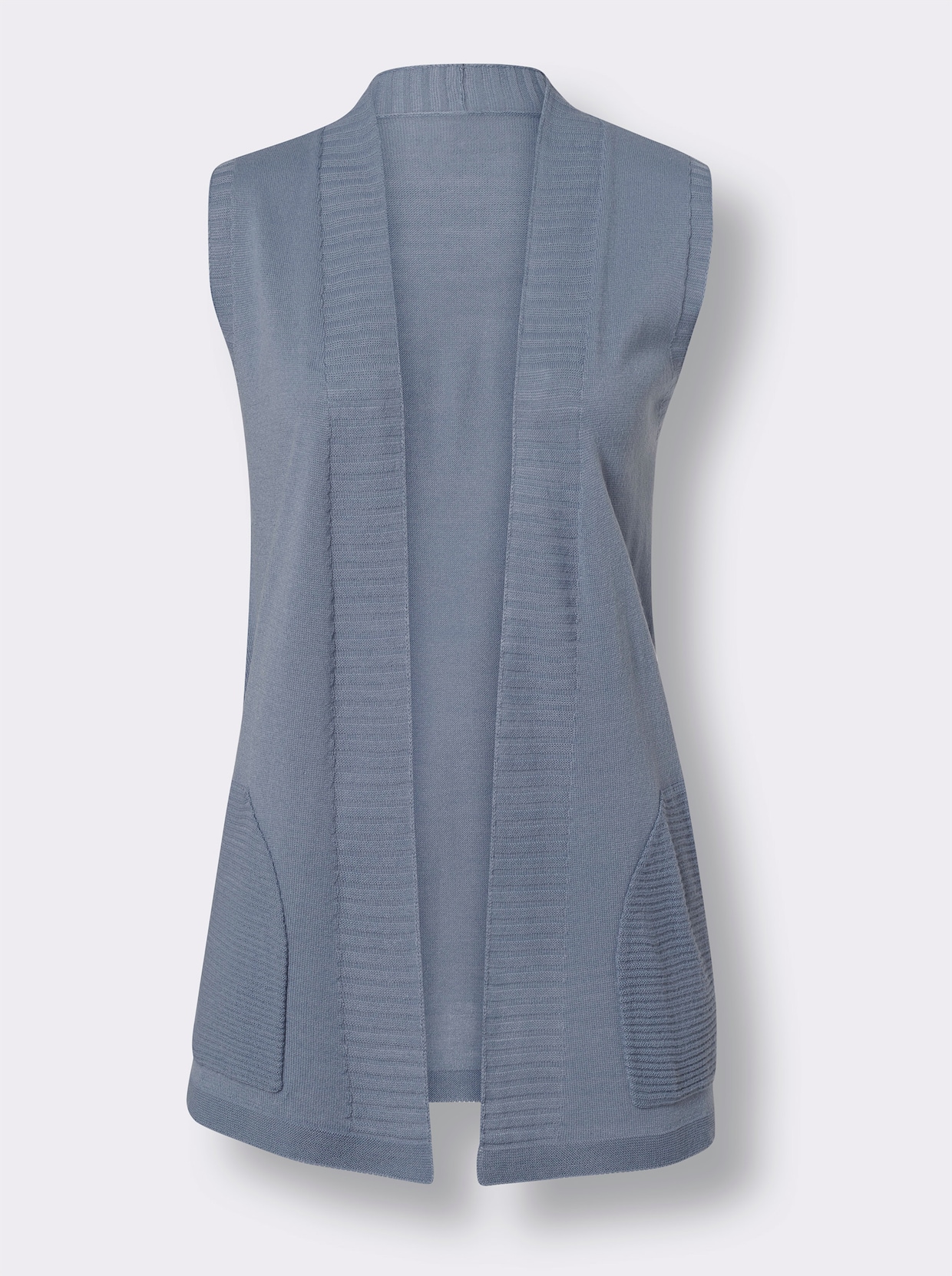 Pletená vesta - modrosivá