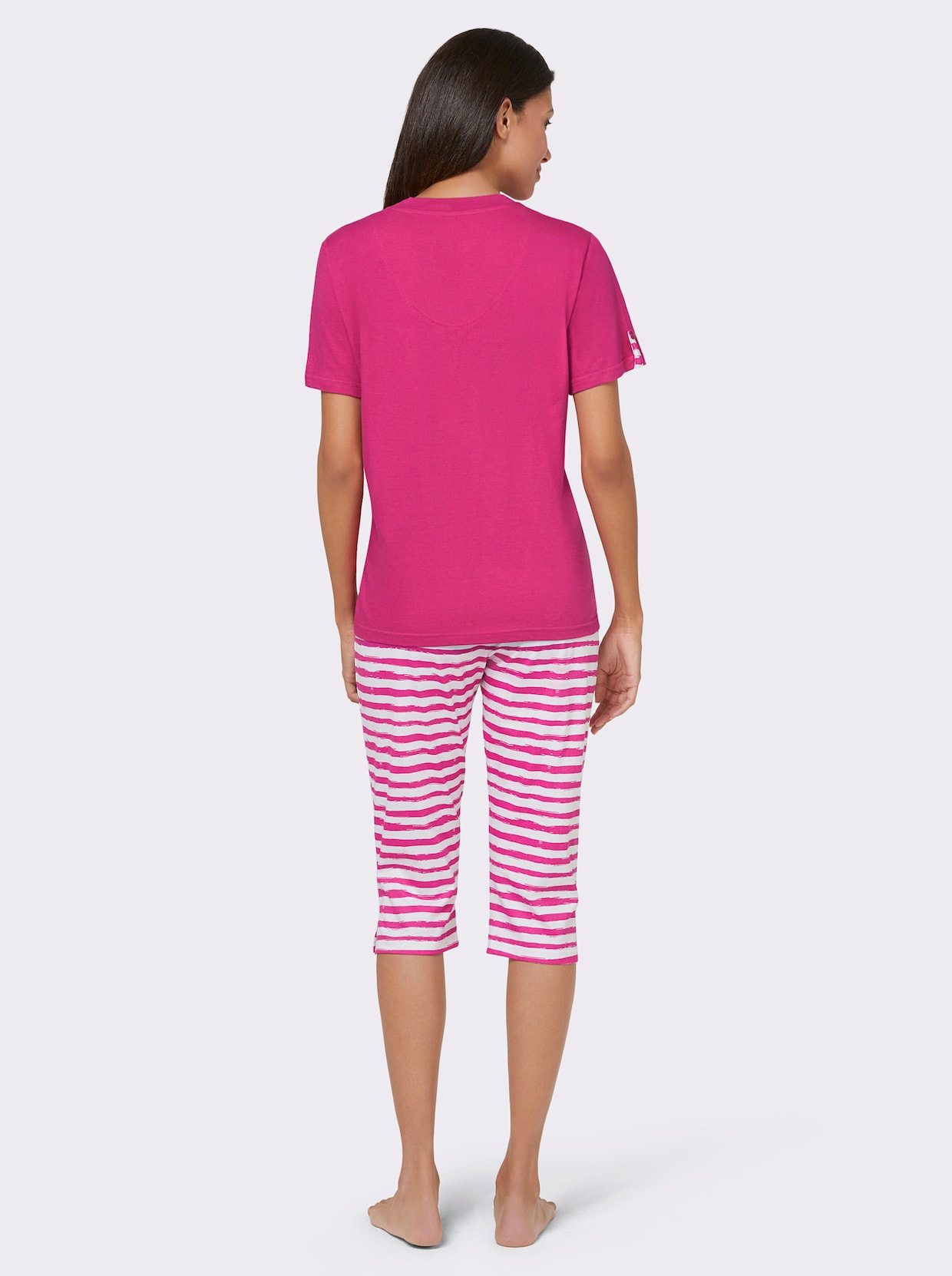 Comtessa Pyjamas courts - fuchsia + fuchsia à rayures fines