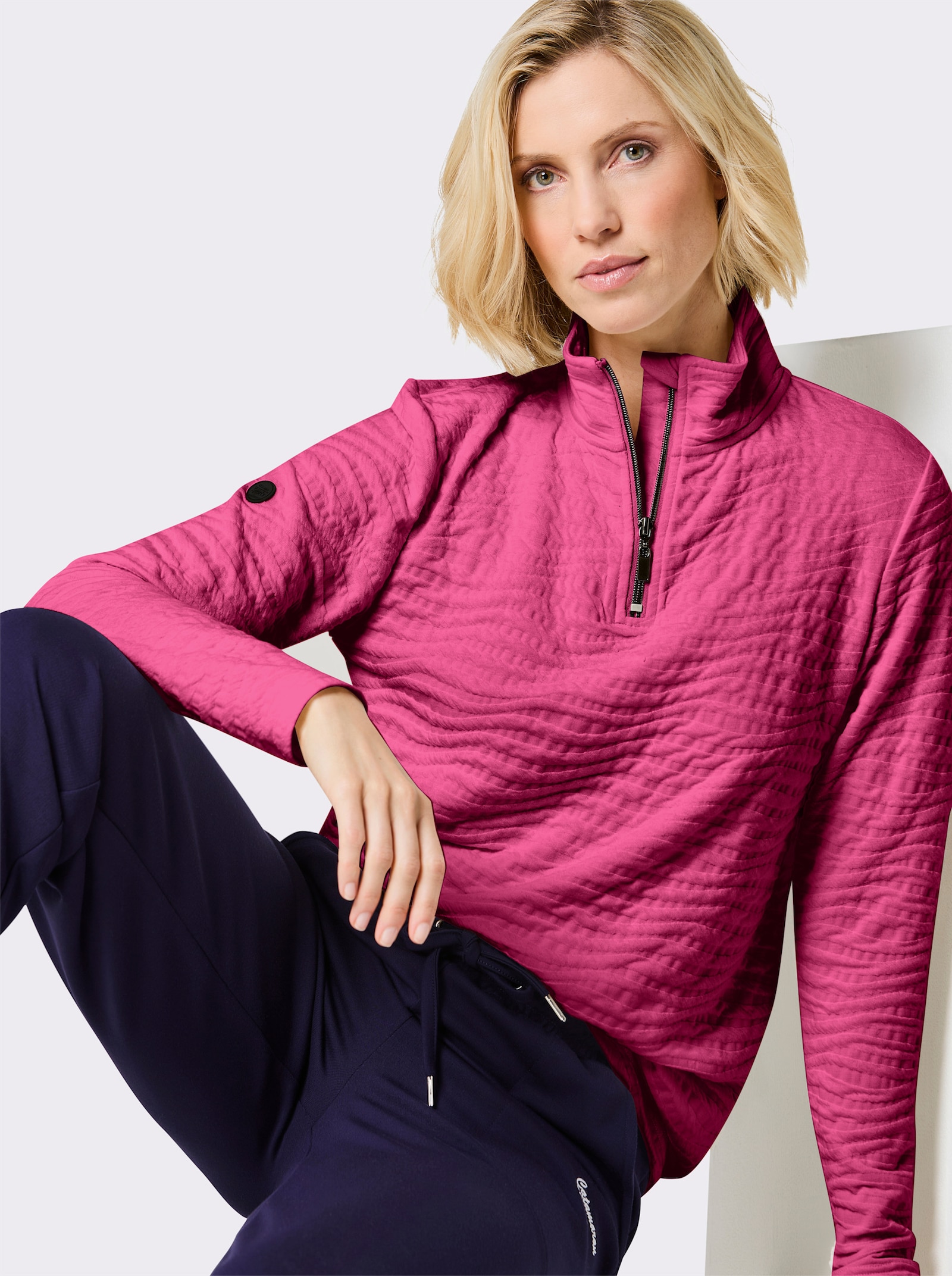 Catamaran Sports Sweatshirt in Struktur-Qualität - fuchsia