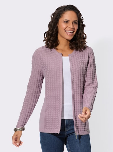 Strickjacke im Struktur-Mix - mauve