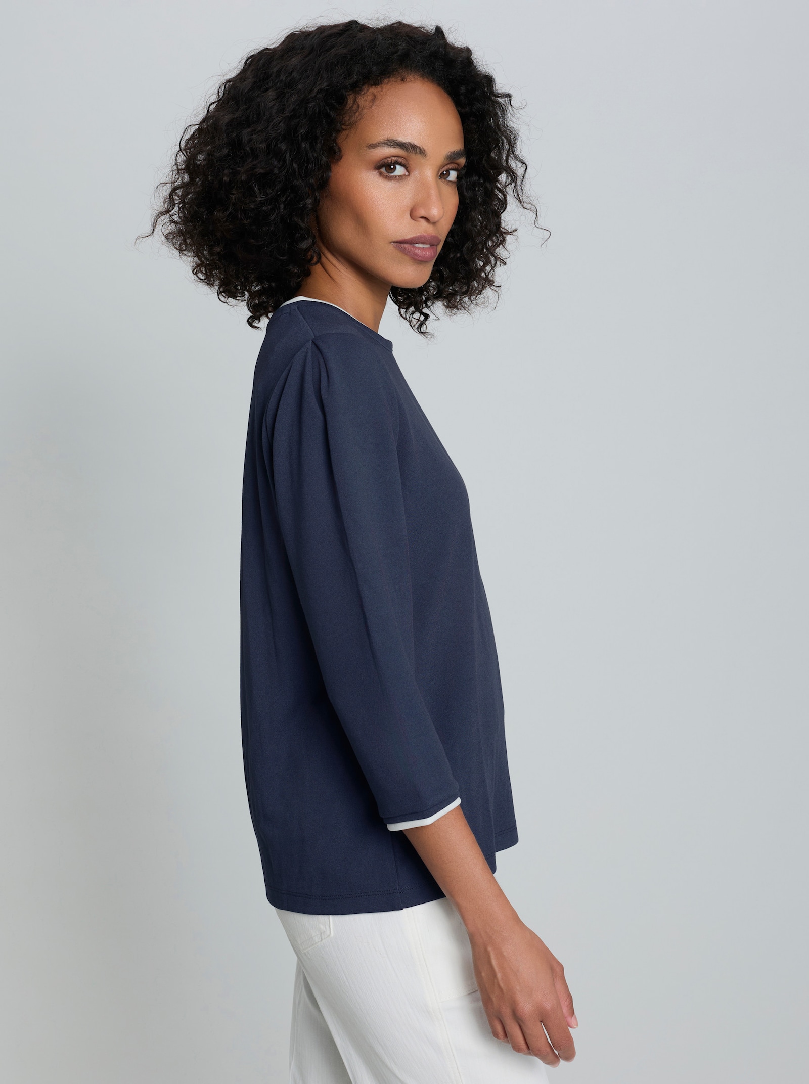 heine Langarmshirt mit Kontrast-Details - marine