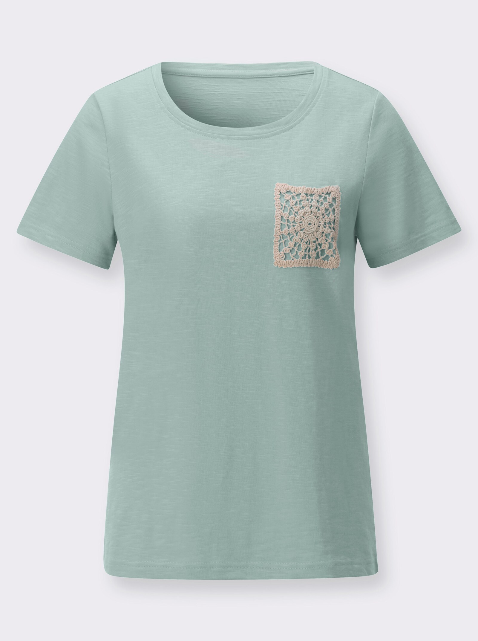 Kurzarmshirt in Flammgarn-Qualität - kalkmint