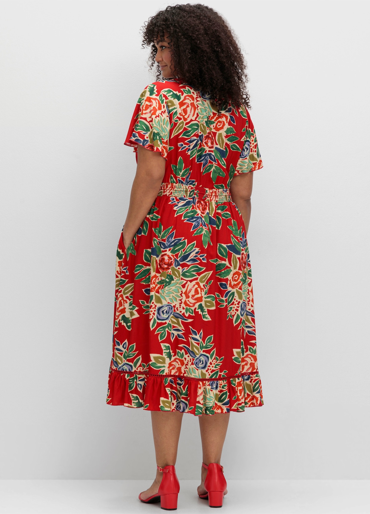 sheego by Joe Browns Blumenkleid - rot-gemustert