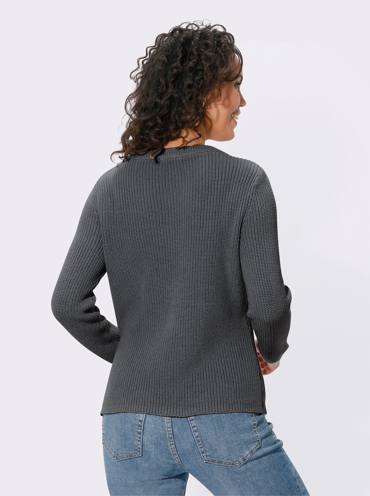 Pullover met ronde hals - antraciet gemêleerd