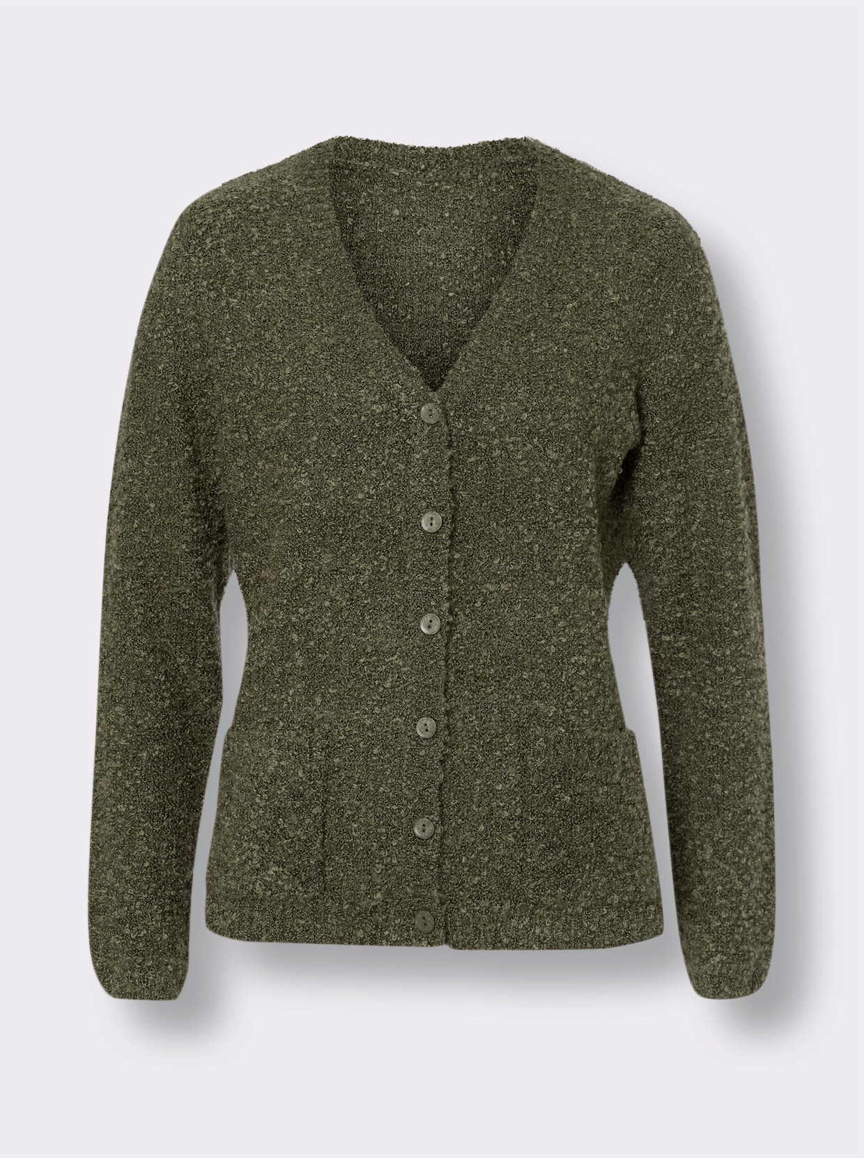 Strickjacke - khaki-meliert