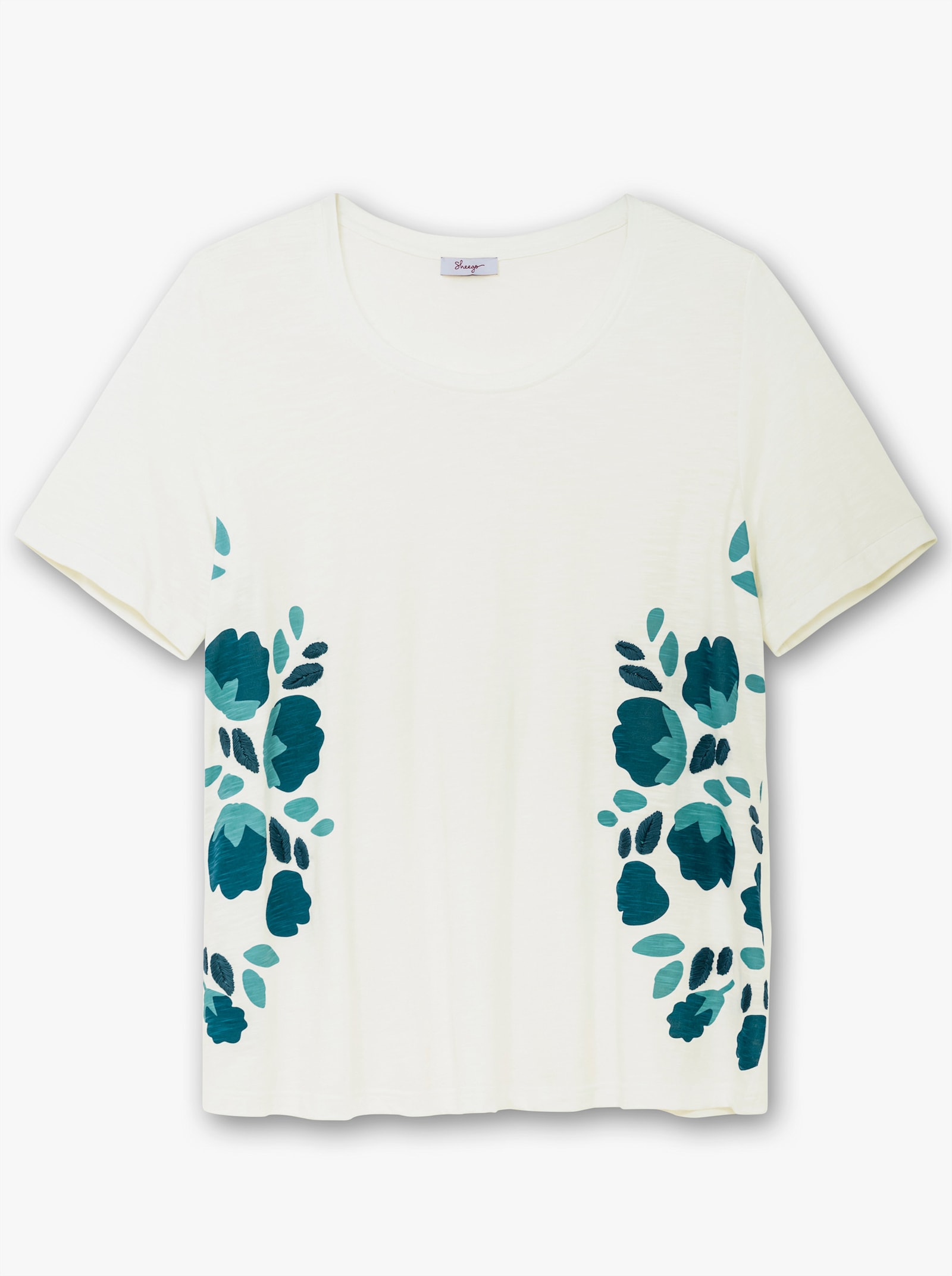 sheego Shirt met bloemenprint en borduursel - ecru geprint
