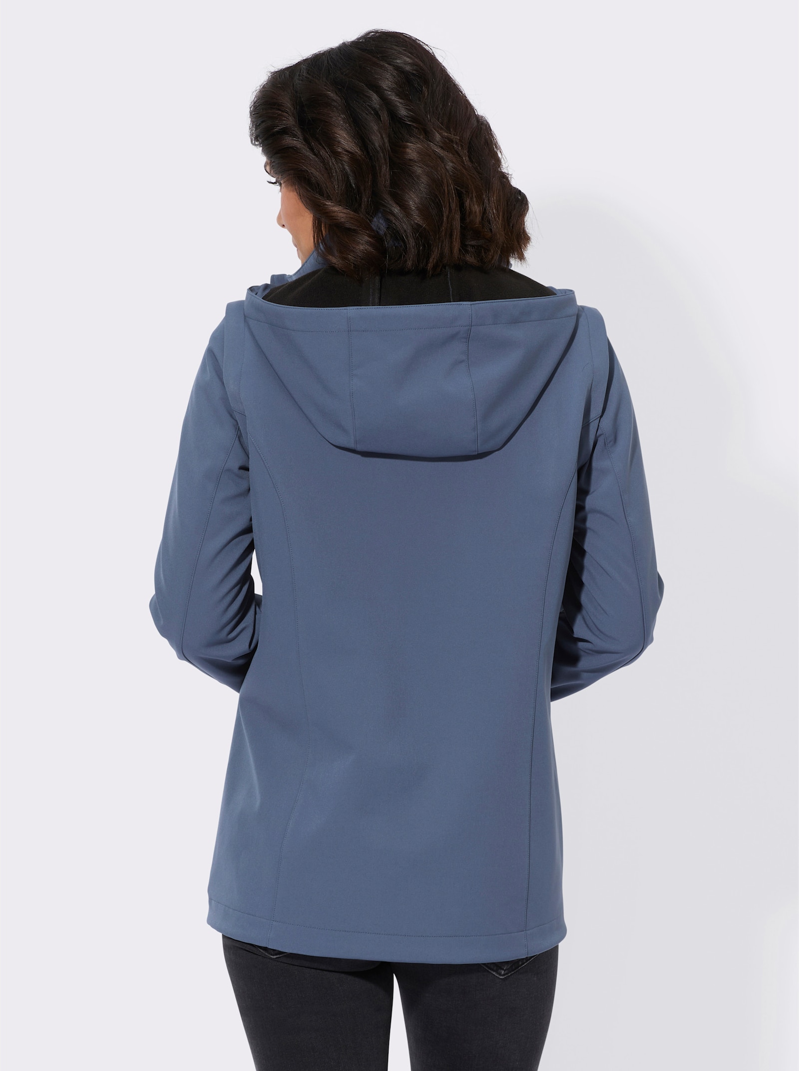 Softshelljacke mit weitenregulierbarer Kapuze - rauchblau