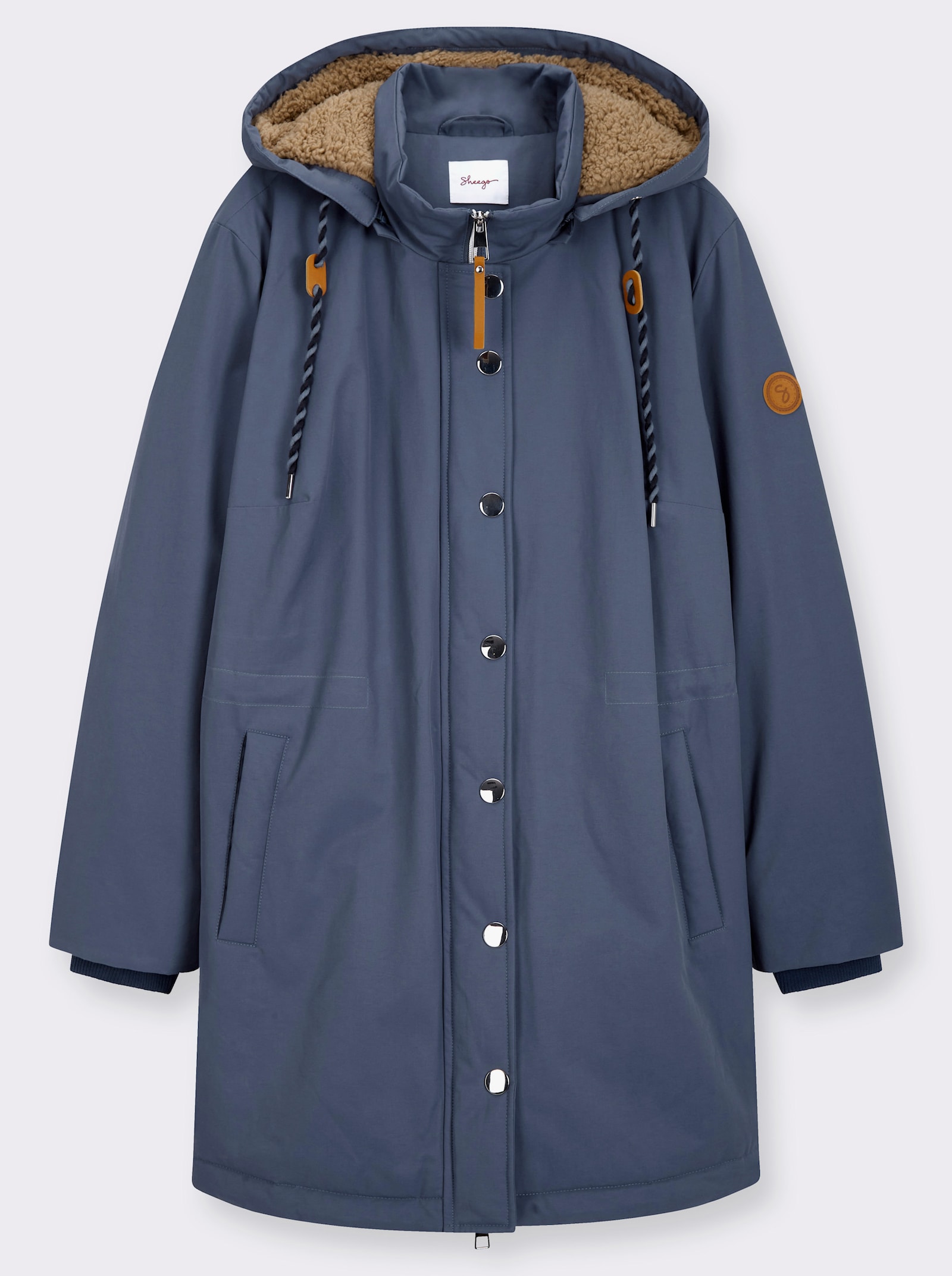 sheego Parka mit kuscheligem Teddyfutter - rauchblau