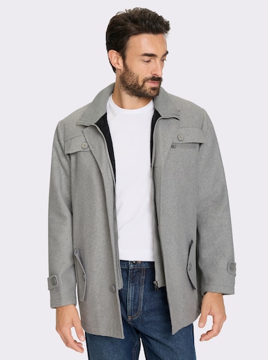 Marco Donati Longjacke in Woll-Optik - steingrau-meliert