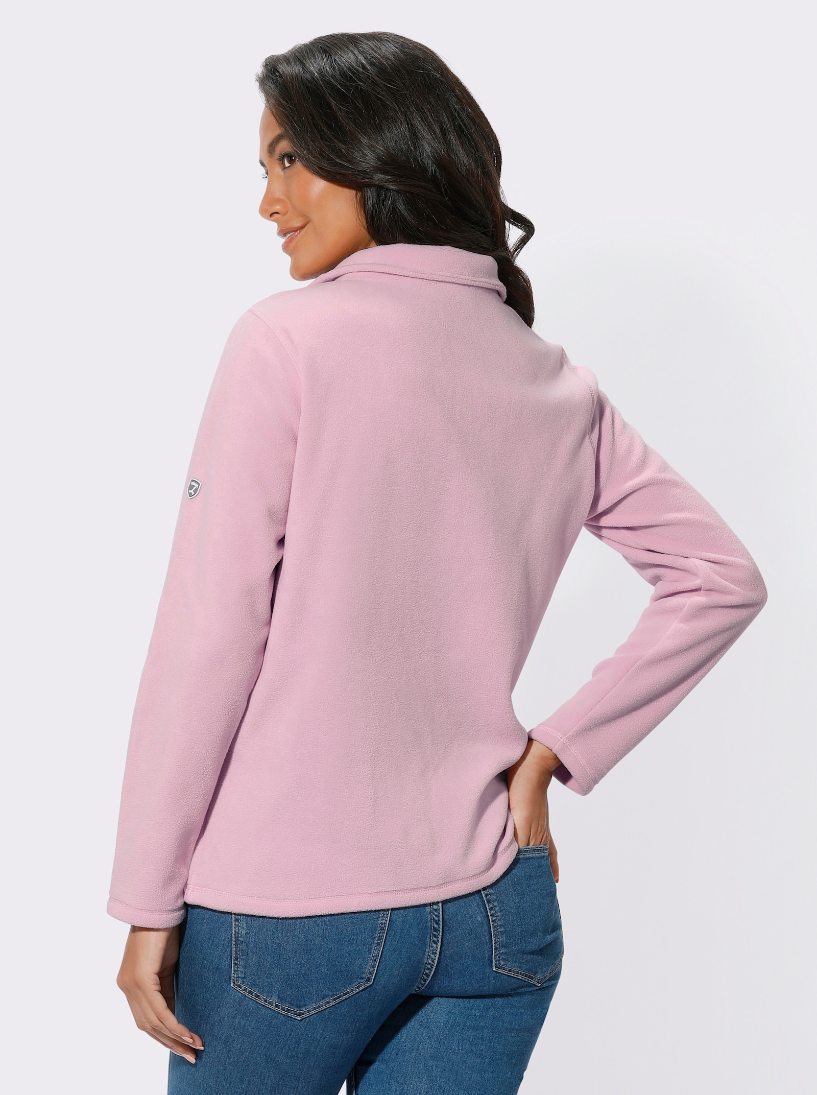 Fleecetröja med nitdekor - ljusrosa