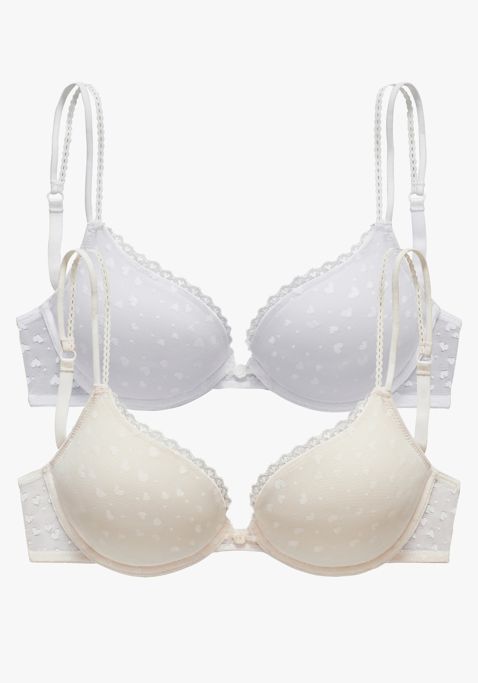 petite fleur Soutien-gorge push-up - blanc + couleur poudre