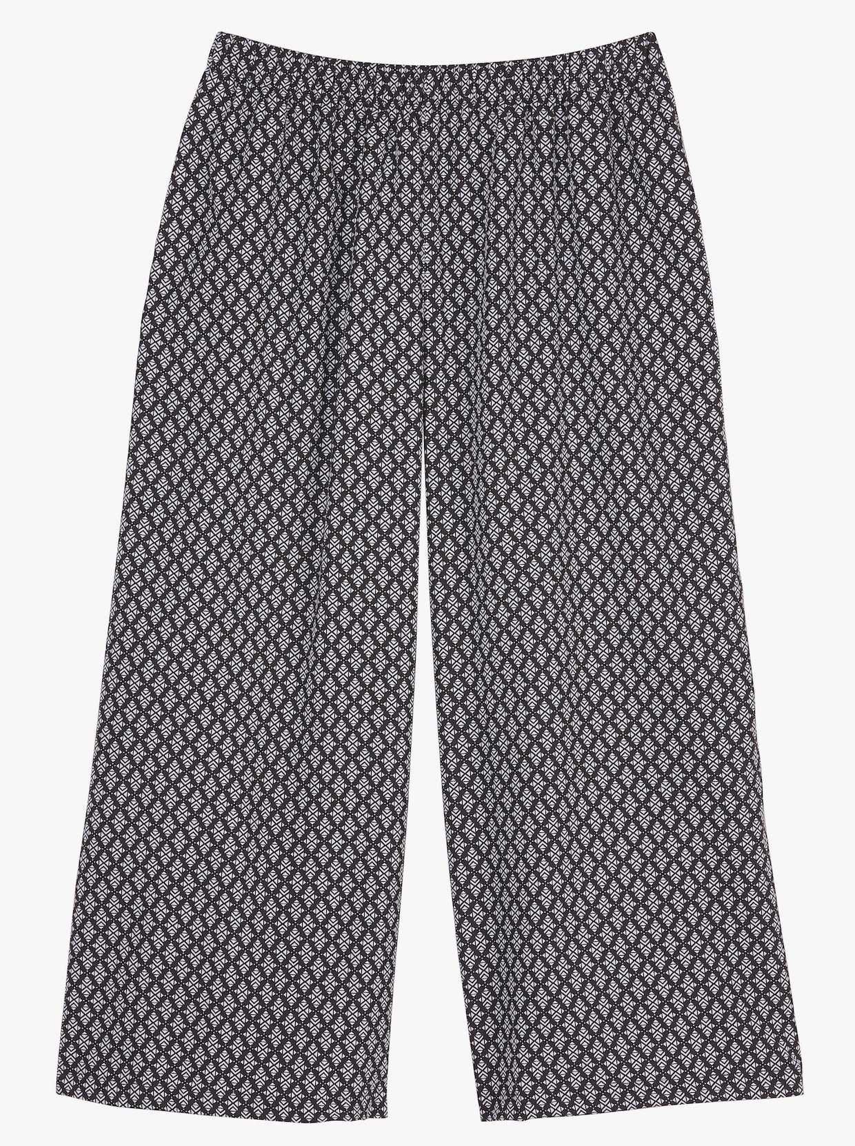 Kalhoty culotte - černá-bílá-kostka